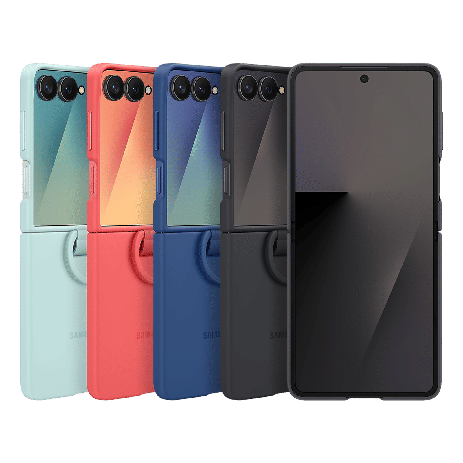 SAMSUNG Soft Silicone Back Cover for SAMSUNG Galaxy Z Flip7 (Built-in Ring, Red)_7