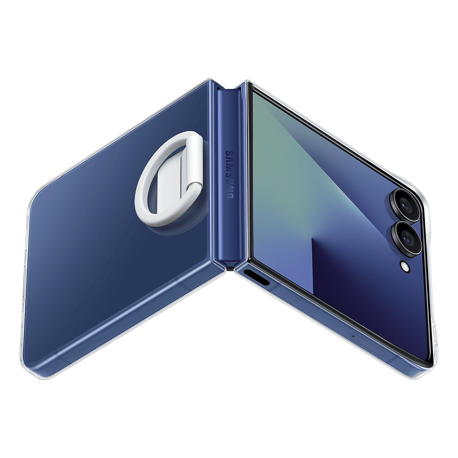 SAMSUNG Polycarbonate Back Cover for SAMSUNG Galaxy Z Flip7 (Built-in Ring, Transparent)_6