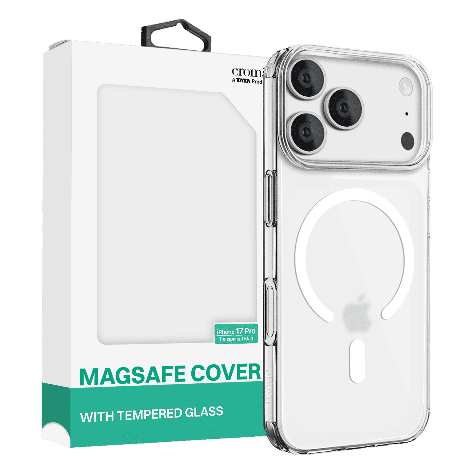 Croma Frost Tempered Glass & TPU Back Cover Combo for Apple iPhone 17 Pro Max (Magsafe Charging Compatible, Clear Ice)_4