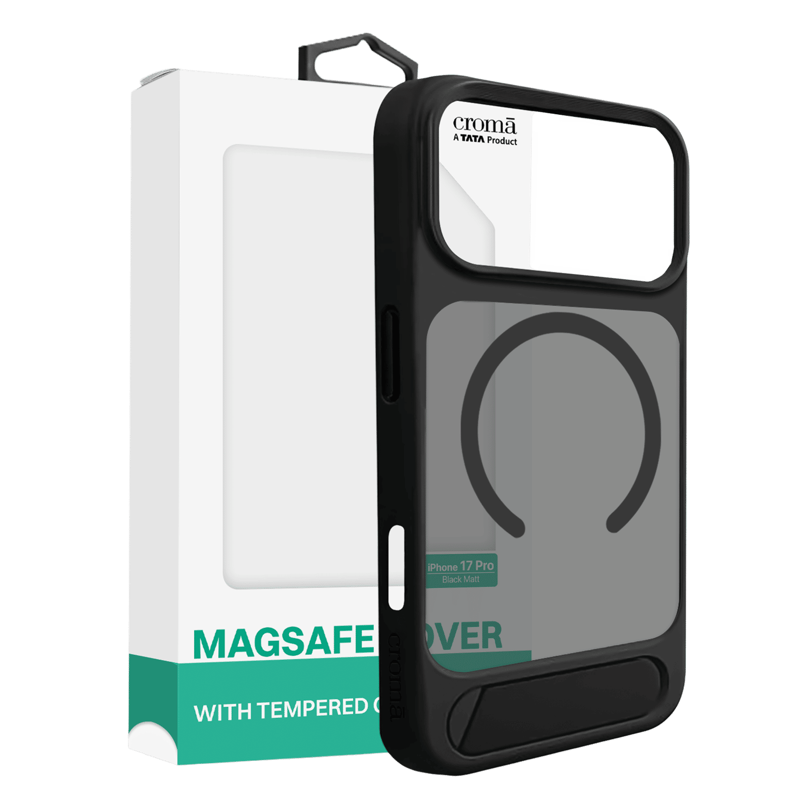 Croma Bolt Tempered Glass & TPU Back Cover Combo for Apple iPhone 17 Pro (Magsafe Charging Compatible, Black)_4