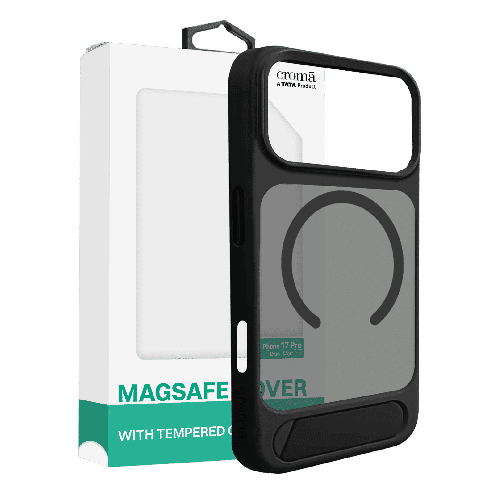 Croma Bolt Tempered Glass & TPU Back Cover Combo for Apple iPhone 17 Pro Max (Magsafe Charging Compatible, Black)_5