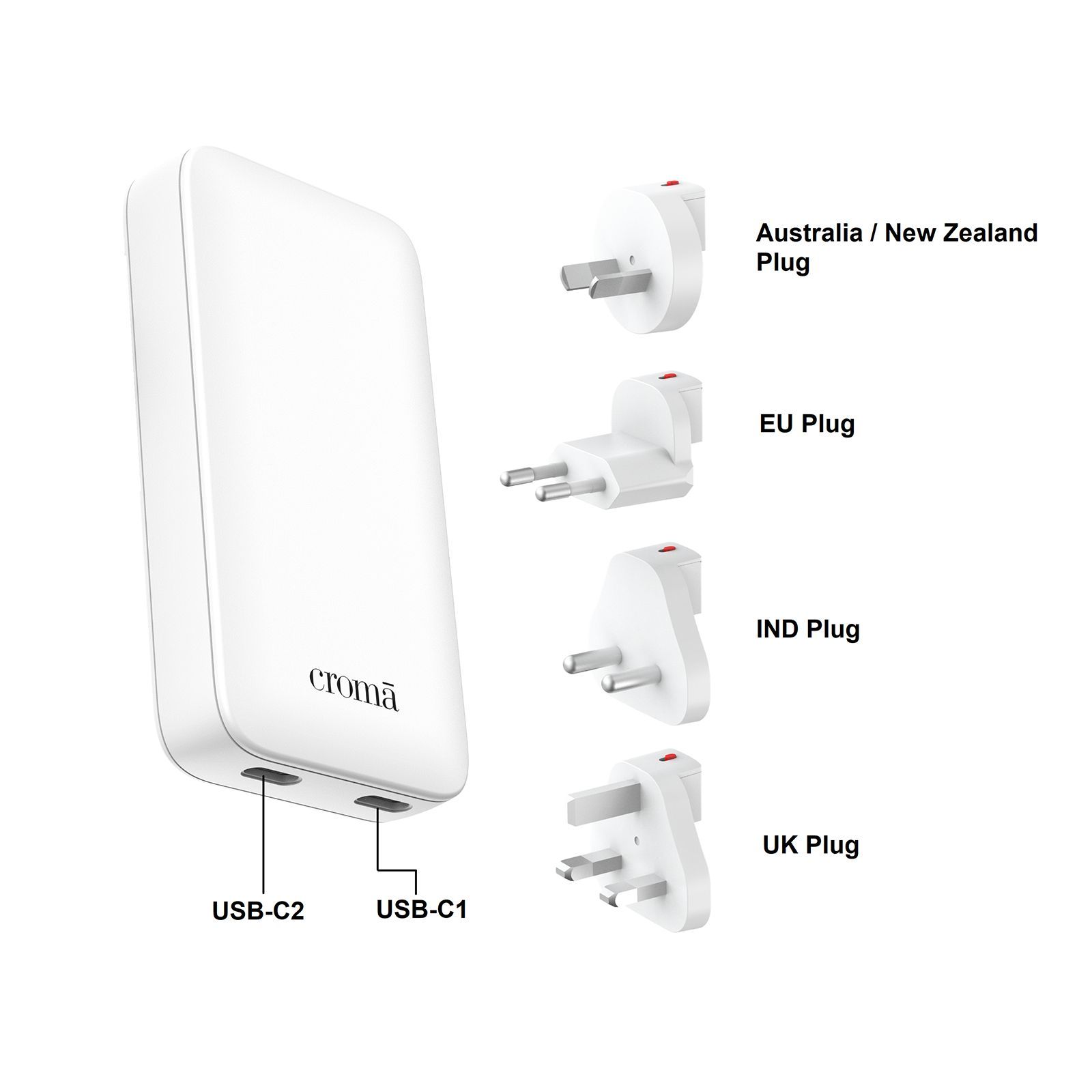 Croma 65W Type C 2-Port Fast Charger (Travel Adapter Only, White) Croma 65W Type C 2-Port Fast Charger (Travel Adapter Only, White)_14