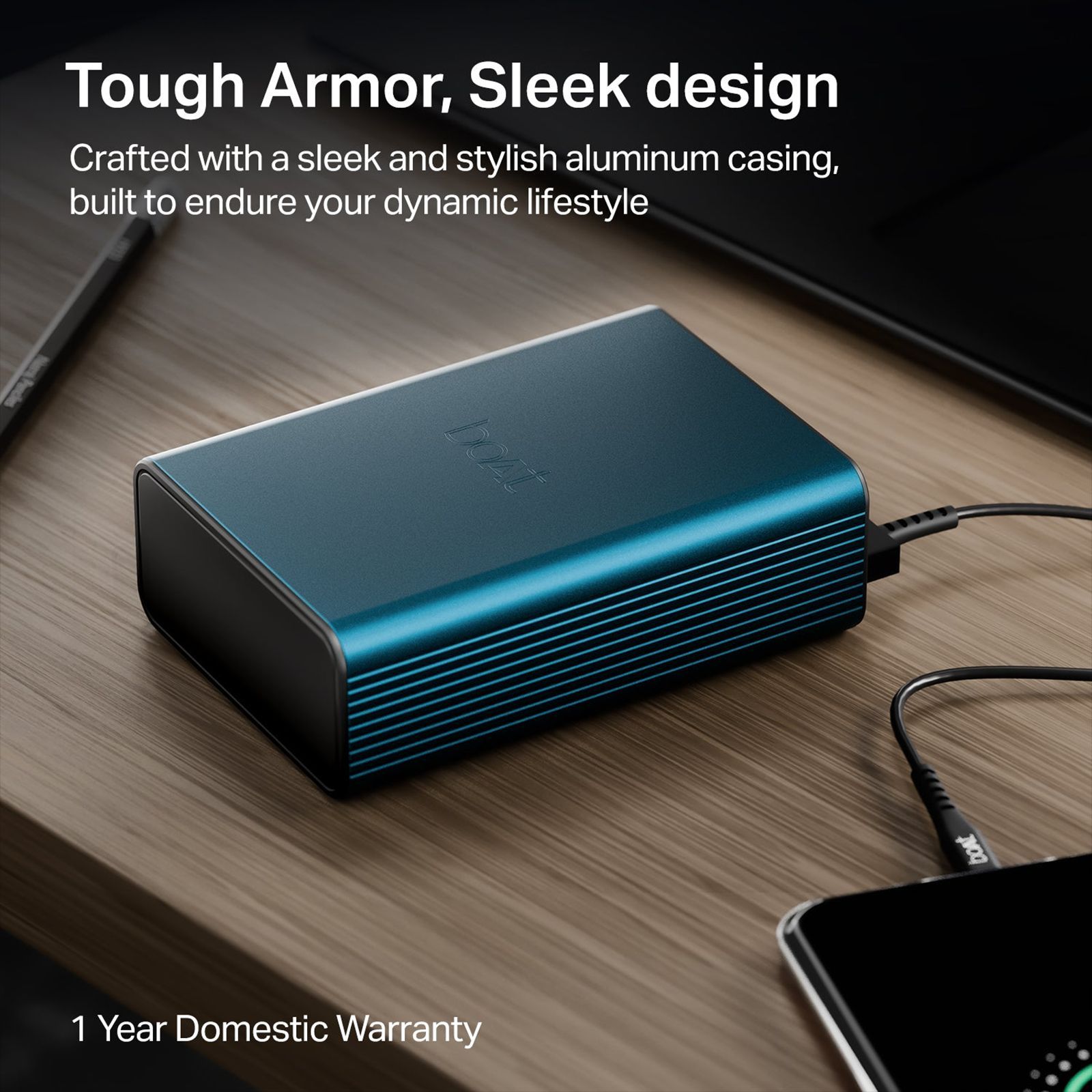 boAt Energyshroom PB400 Pro 20000 mAh 22.5W Fast Charging Power Bank (2 Type A & 1 Type C Port, Aluminium Casing, 12-Layer Smart IC Protection, Steel Blue)_8