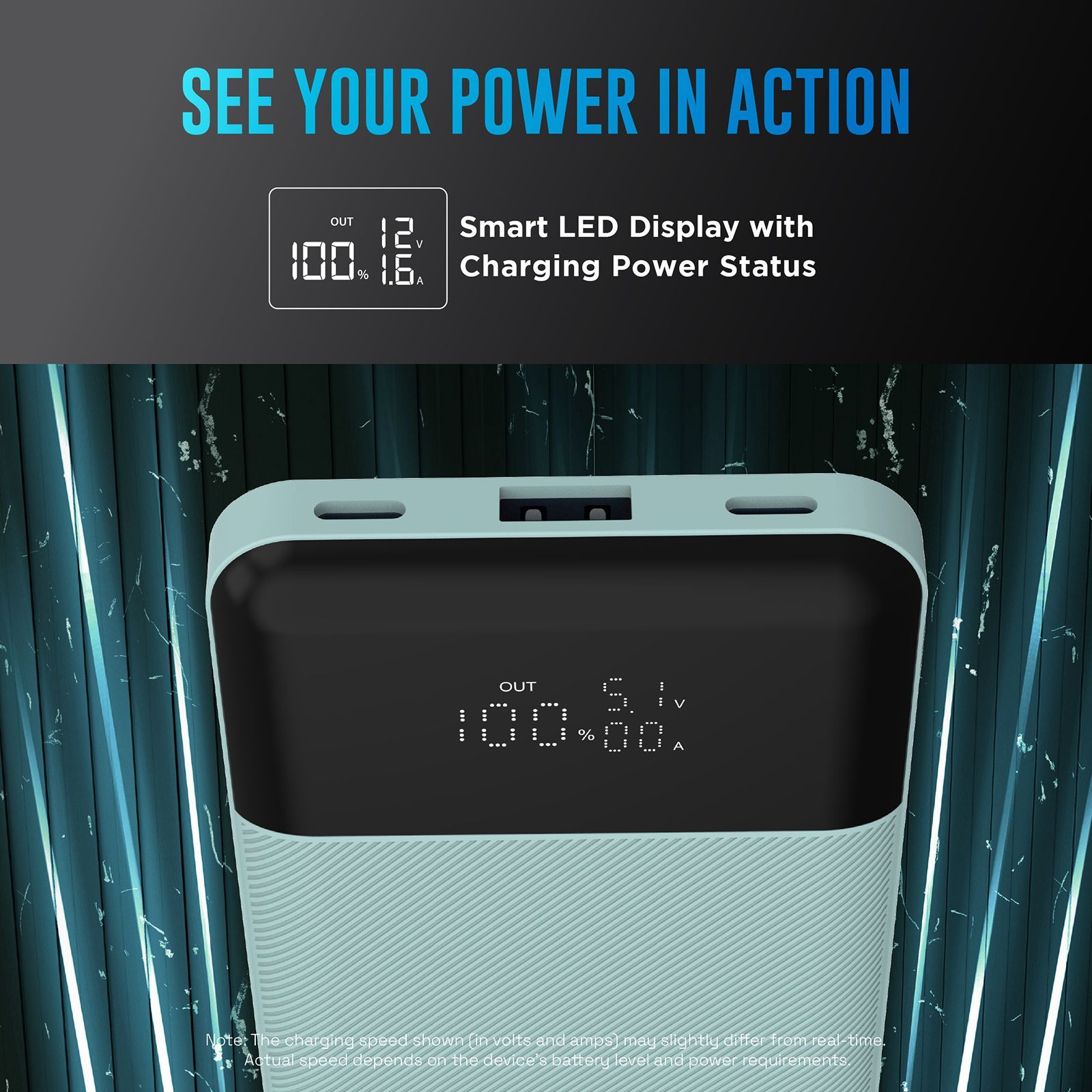 urbn Edge 10000 mAh 22.5W Fast Charging Power Bank (1 Type A & 2 Type C Port, 12 Layer Circuit Protection, Teal)_6