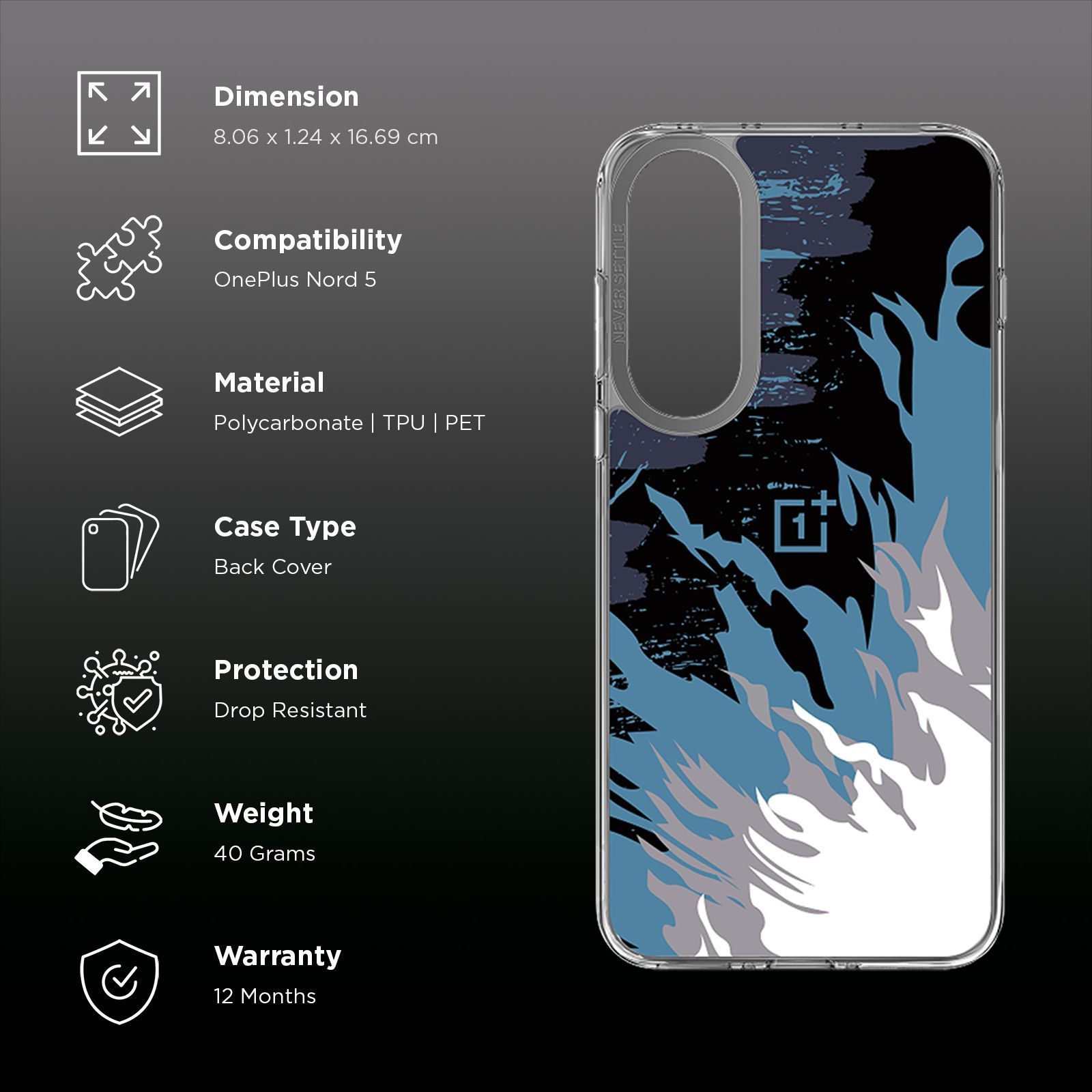 OnePlus Soft PC, PET, TPU Back Cover for OnePlus Nord 5 (Raised Lens Protection, Holy Flame)_2