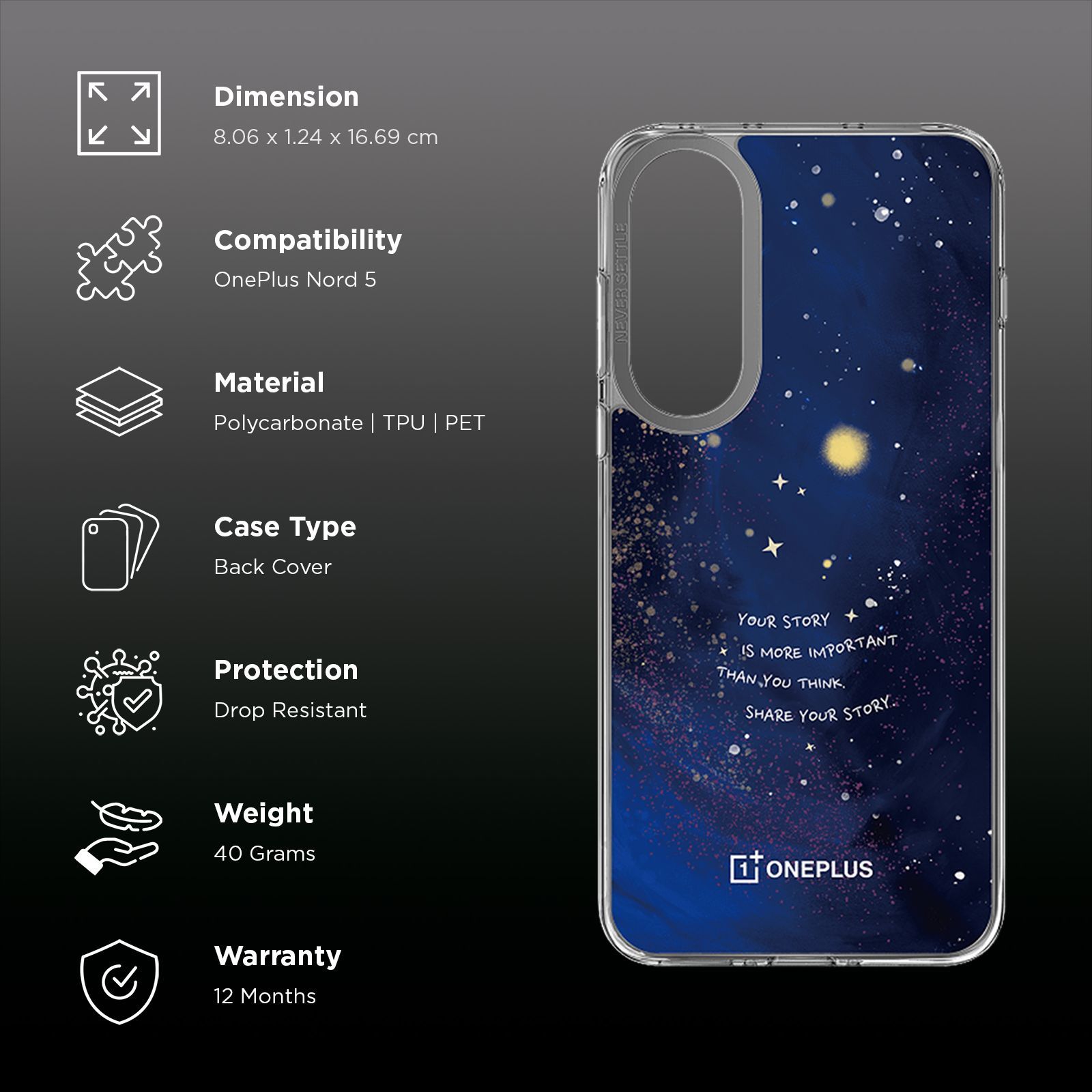 OnePlus Soft PC, PET, TPU Back Cover for OnePlus Nord 5 (Raised Lens Protection, Moonrise) OnePlus Soft PC, PET, TPU Back Cover for OnePlus Nord 5 (Raised Lens Protection, Moonrise)_2