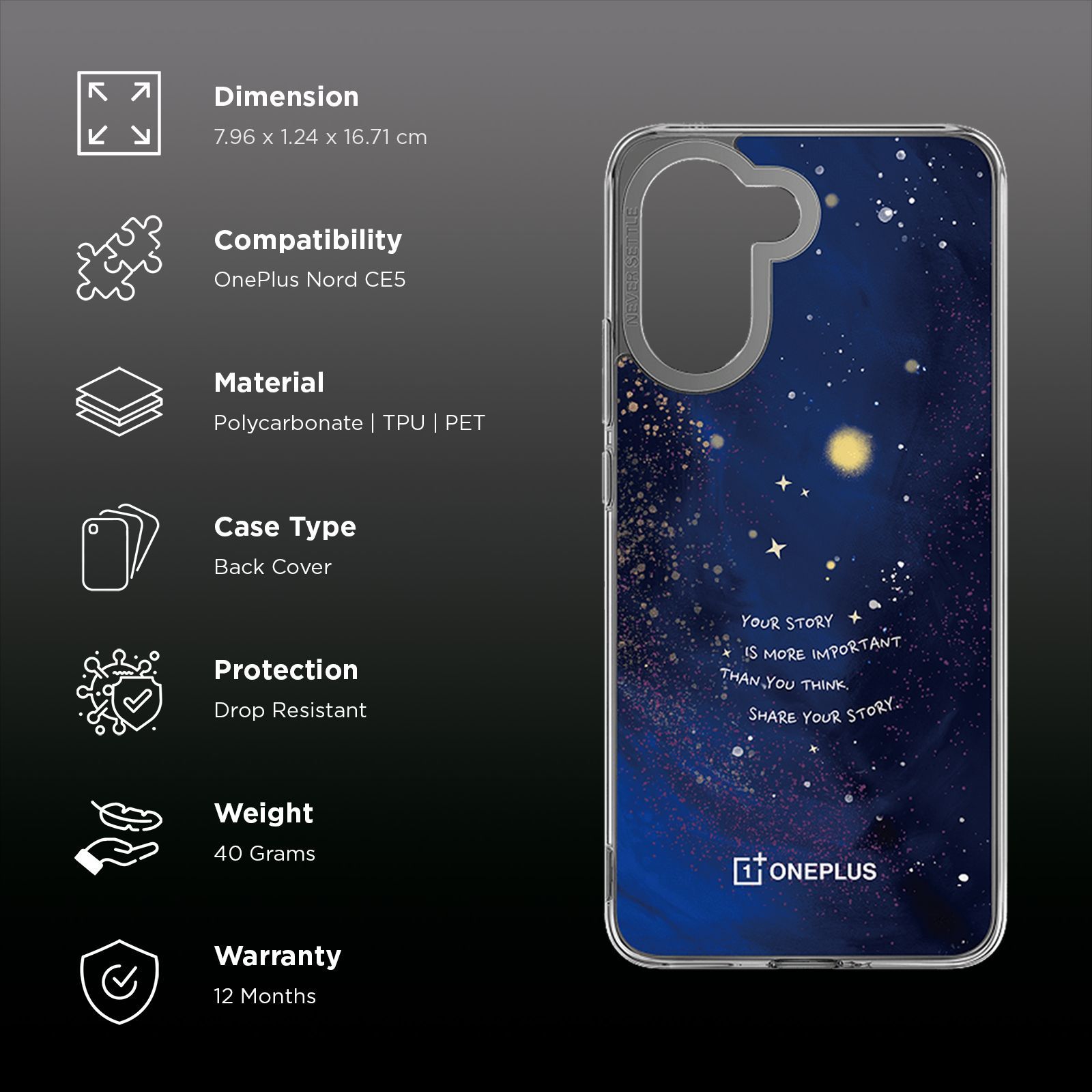 OnePlus Soft PC, PET, TPU Back Cover for OnePlus Nord CE5 (Raised Lens Protection, Moonrise) OnePlus Soft PC, PET, TPU Back Cover for OnePlus Nord CE5 (Raised Lens Protection, Moonrise)_2