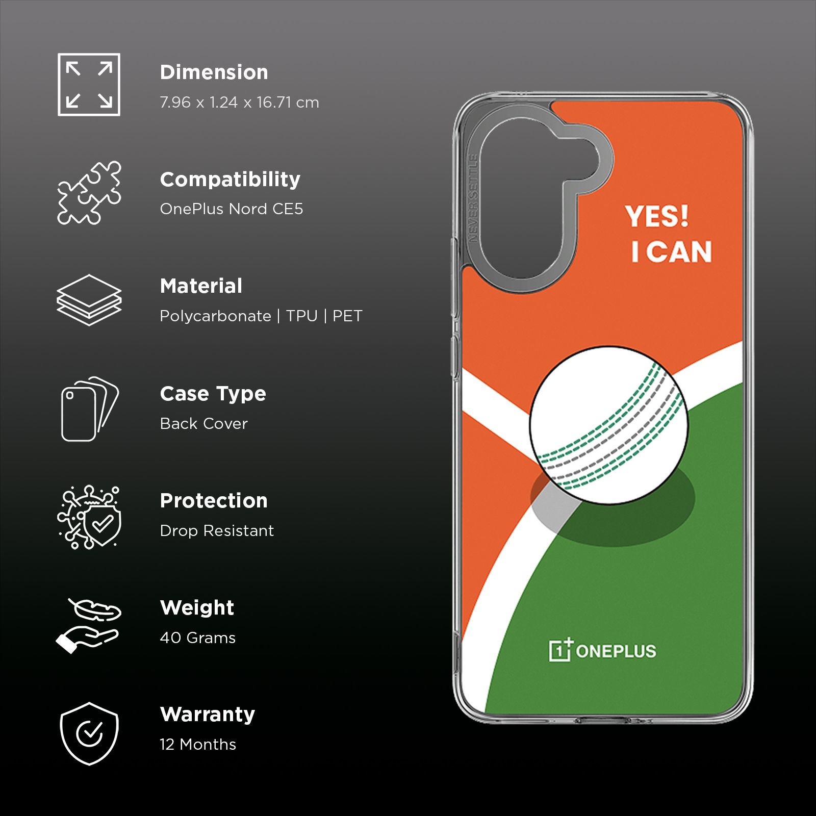 OnePlus Soft PC, PET, TPU Back Cover for OnePlus Nord CE5 (Raised Lens Protection, Cricket)_2