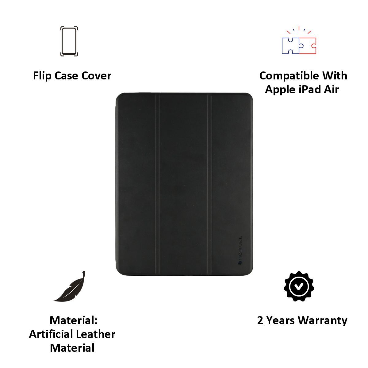 neopack Delta Artificial Leather Flip Cover for Apple iPad Air (Shock Resistant, Black)_3
