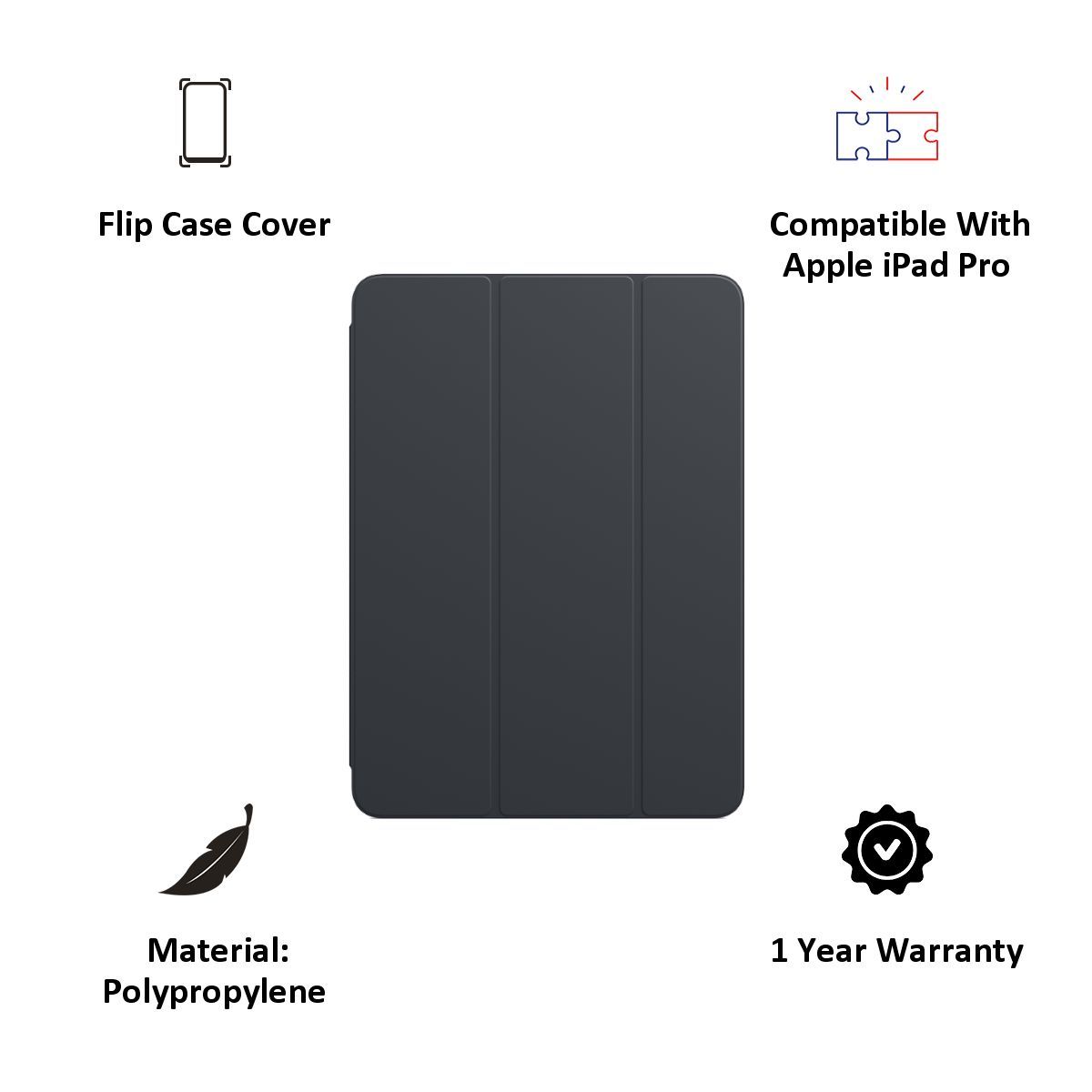 Apple MRX72ZM/A Polyurethane Smart Folio Cover for 11 Inch iPad Pro (Magnetic Connection, Charcoal Gray)_4