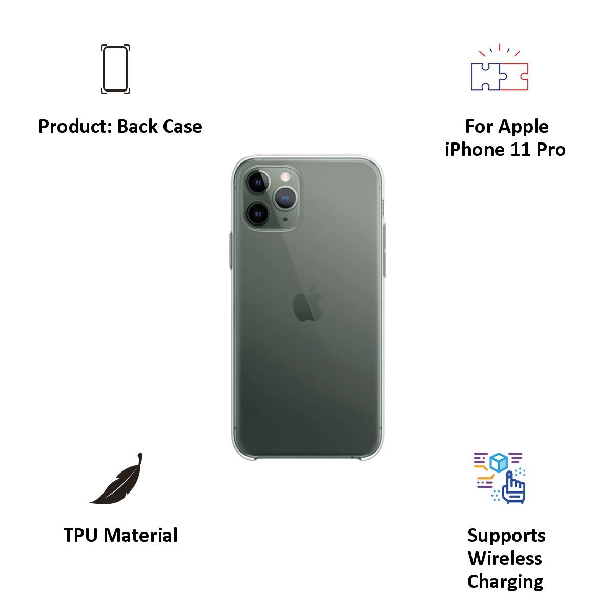 Apple MWYK2ZM/A TPU Back Cover for iPhone 11 Pro (Microfiber Lining, Transparent)_3