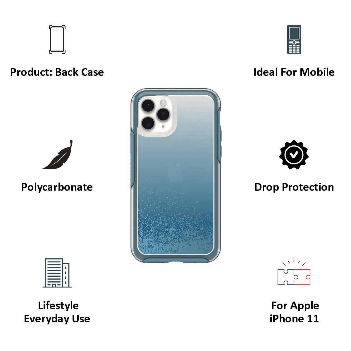OtterBox Symmetry Polycarbonate Back Cover for Apple iPhone 11 (Camera Protection, Sapphire Secret Blue)_3