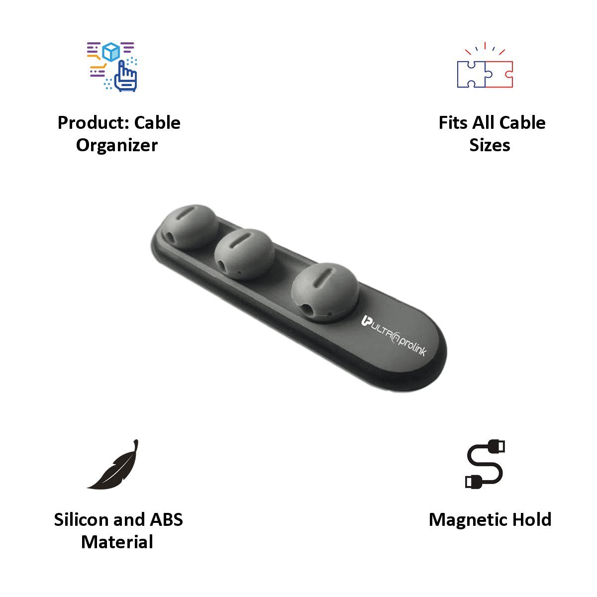 ultraprolink Tidy Magnetic Cable Organizer (UM1001, Black)_3
