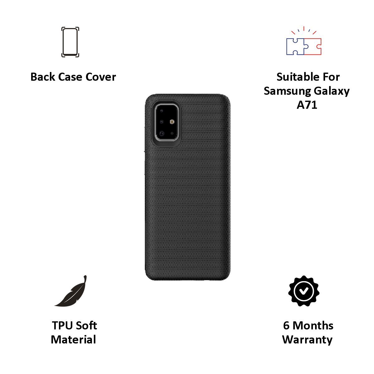 stuffcool Spike Polycarbonate with Soft TPU Back Cover for Samsung Galaxy A71 (Camera Protection, Black)_4