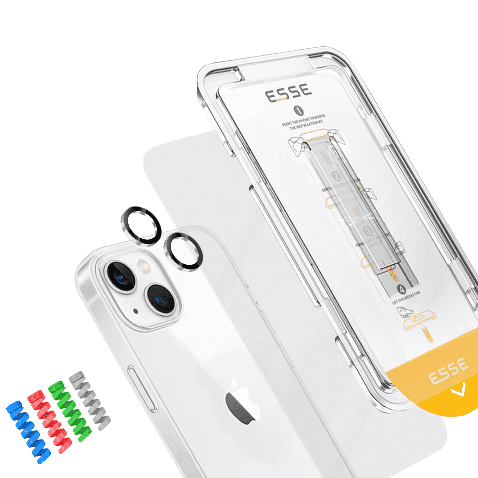 ESSE Armor360 Back Case, Tempered Glass, Cam & Cable Protector 4in1 Combo for iPhone 15 (Microdots Technology, Transparent)_3