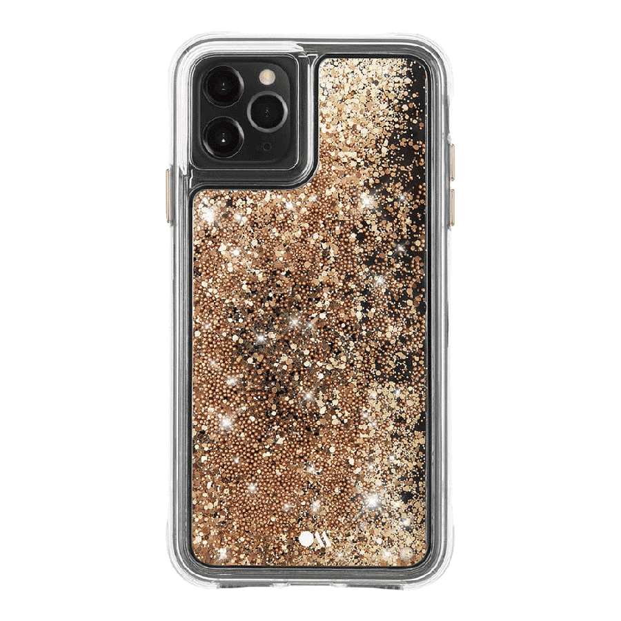 Case-Mate Waterfall Glitter Polycarbonate Back Cover for Apple iPhone 11 Pro Max (Wireless Charging Compatible, Gold)_2