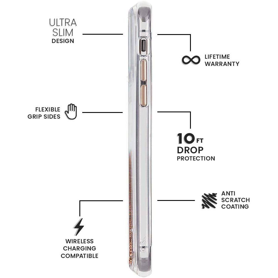 Case-Mate Waterfall Glitter Polycarbonate Back Cover for Apple iPhone 11 Pro Max (Wireless Charging Compatible, Gold)_5