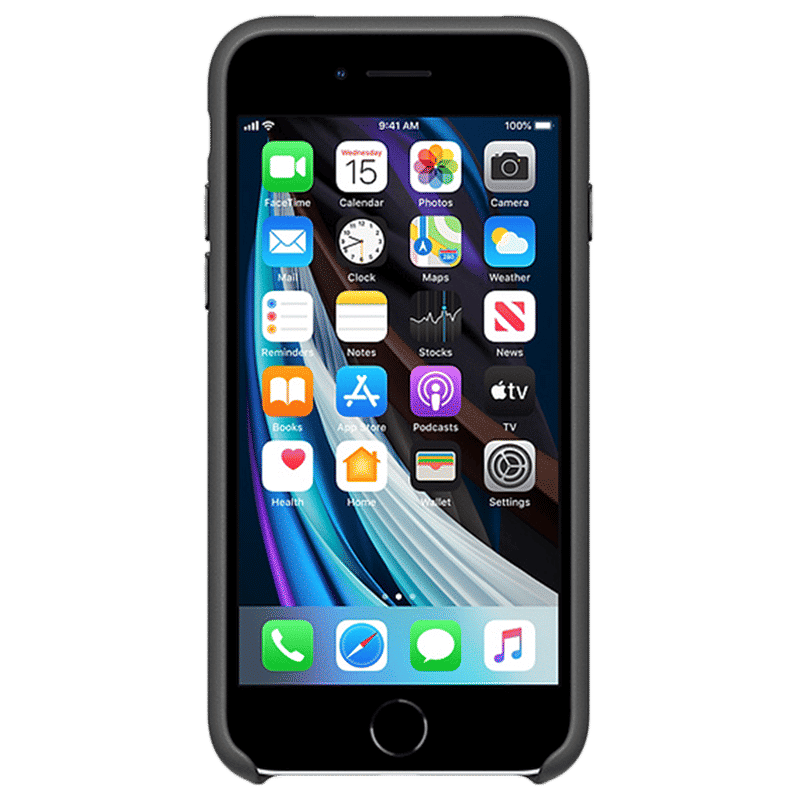 Apple iPhone SE Leather Back Case Cover (MXYM2ZM/A, Black)_2