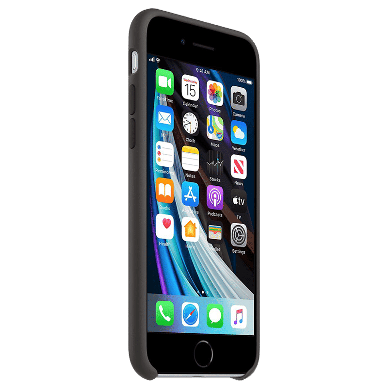 Apple iPhone SE Silicone Back Case Cover (MXYH2ZM/A, Black)_3