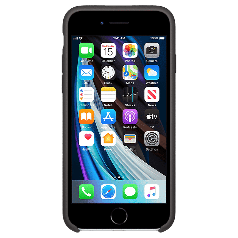 Apple iPhone SE Silicone Back Case Cover (MXYH2ZM/A, Black)_2