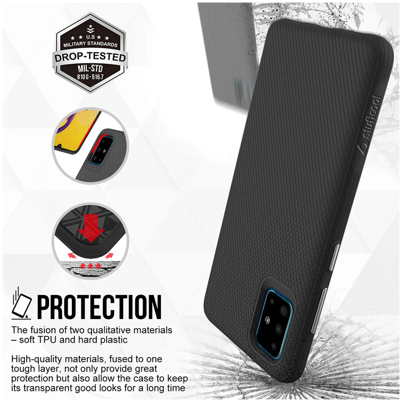 stuffcool Spike Polycarbonate with Soft TPU Back Cover for Samsung Galaxy A71 (Camera Protection, Black)_6