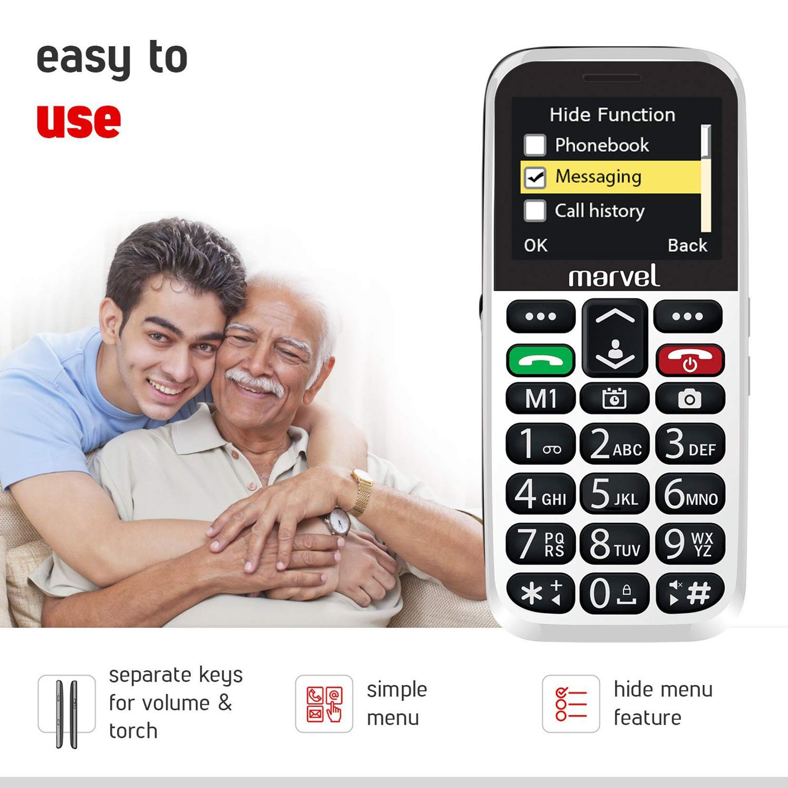 easyfone Marvel B1809 (32MB, Dual SIM, Rear Camera, White)_11