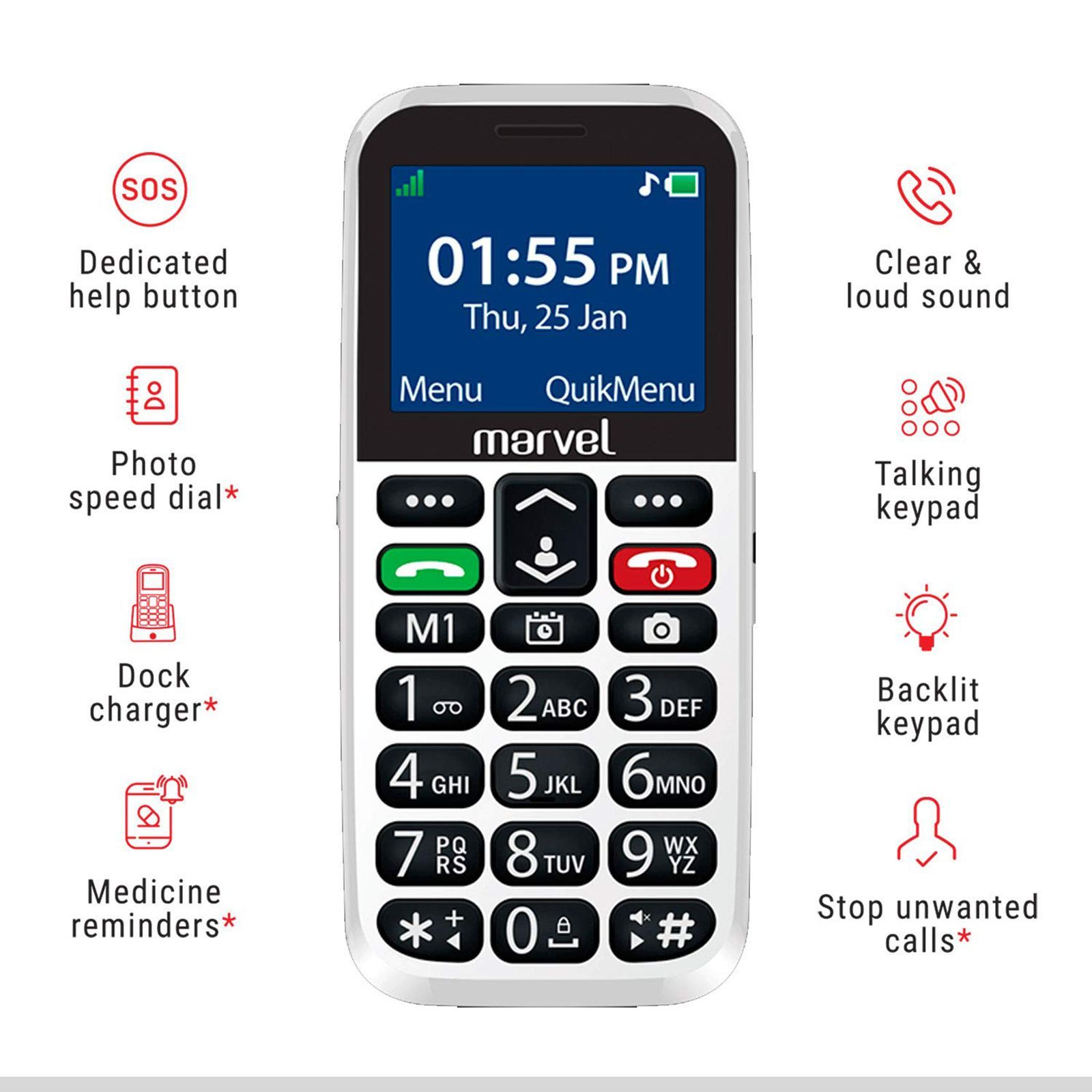 easyfone Marvel B1809 (32MB, Dual SIM, Rear Camera, White)_12