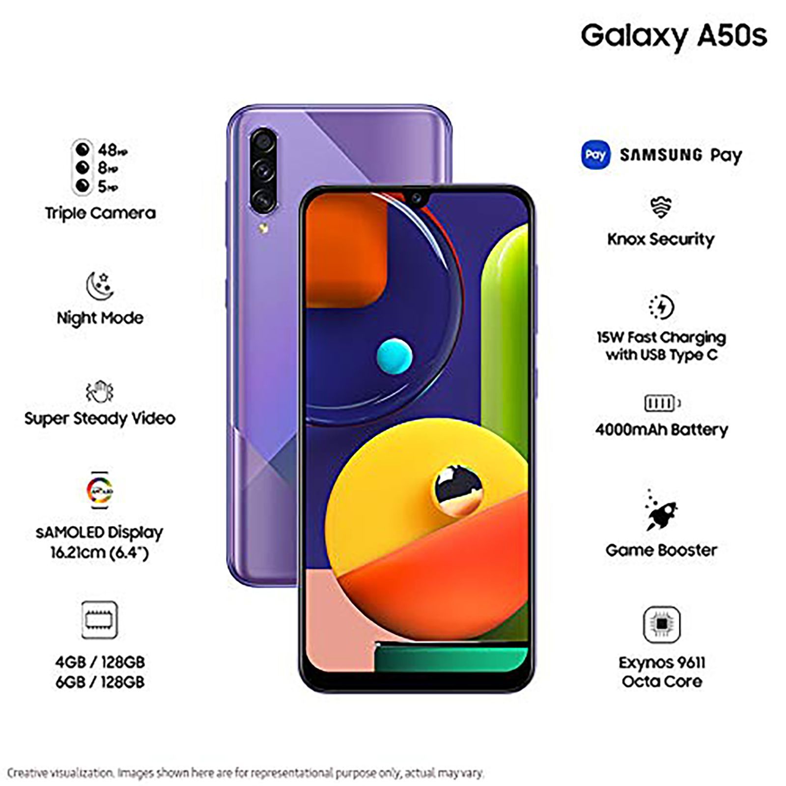 SAMSUNG Galaxy A50s (4GB RAM, 128GB, Prism Crush Violet)_9