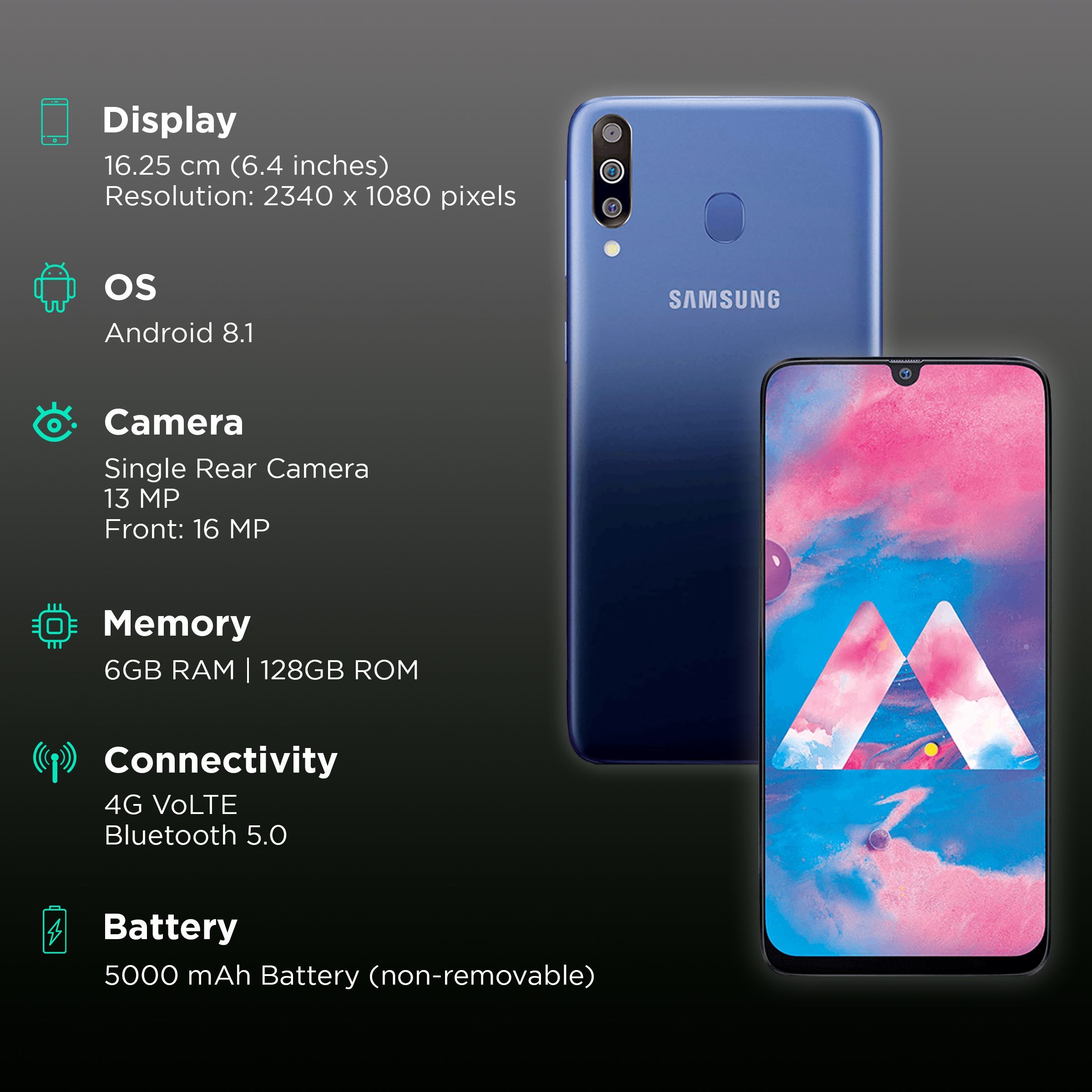 SAMSUNG Galaxy M30 (6GB RAM, 128GB, Blue)_3