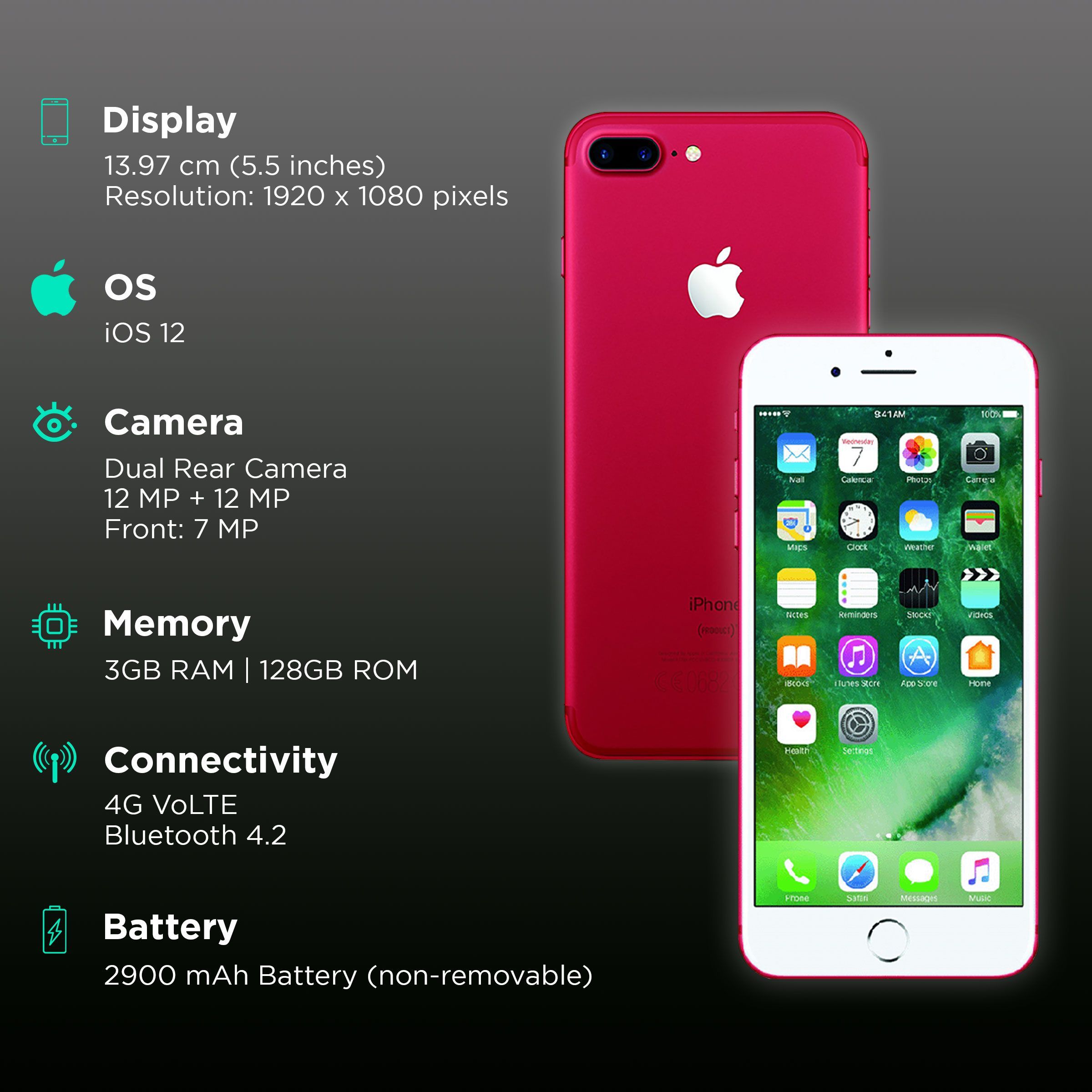 Refurbished Apple iPhone 7 Plus (128GB, Red) Refurbished Apple iPhone 7 Plus (128GB, Red)_2