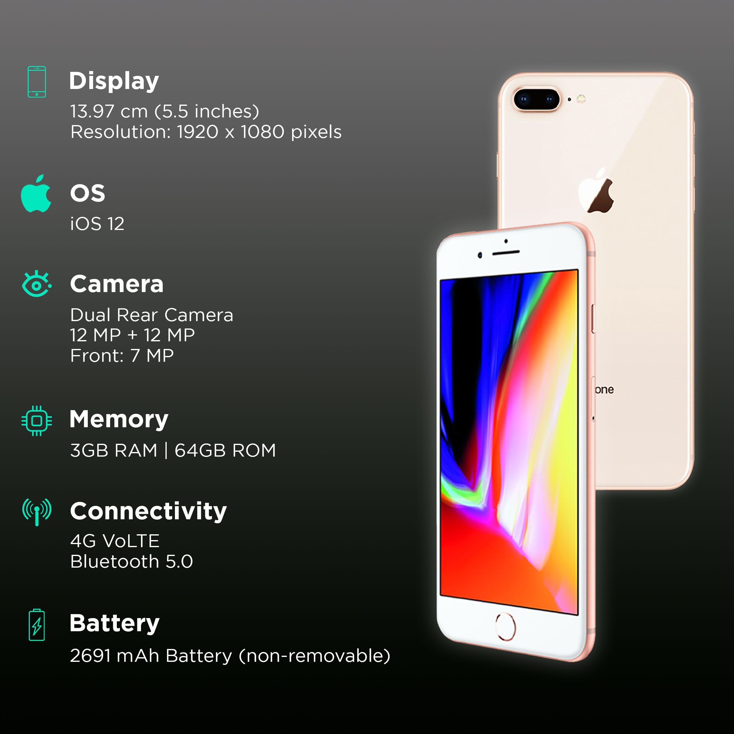 Refurbished Apple iPhone 8 Plus (64GB, Gold)_3