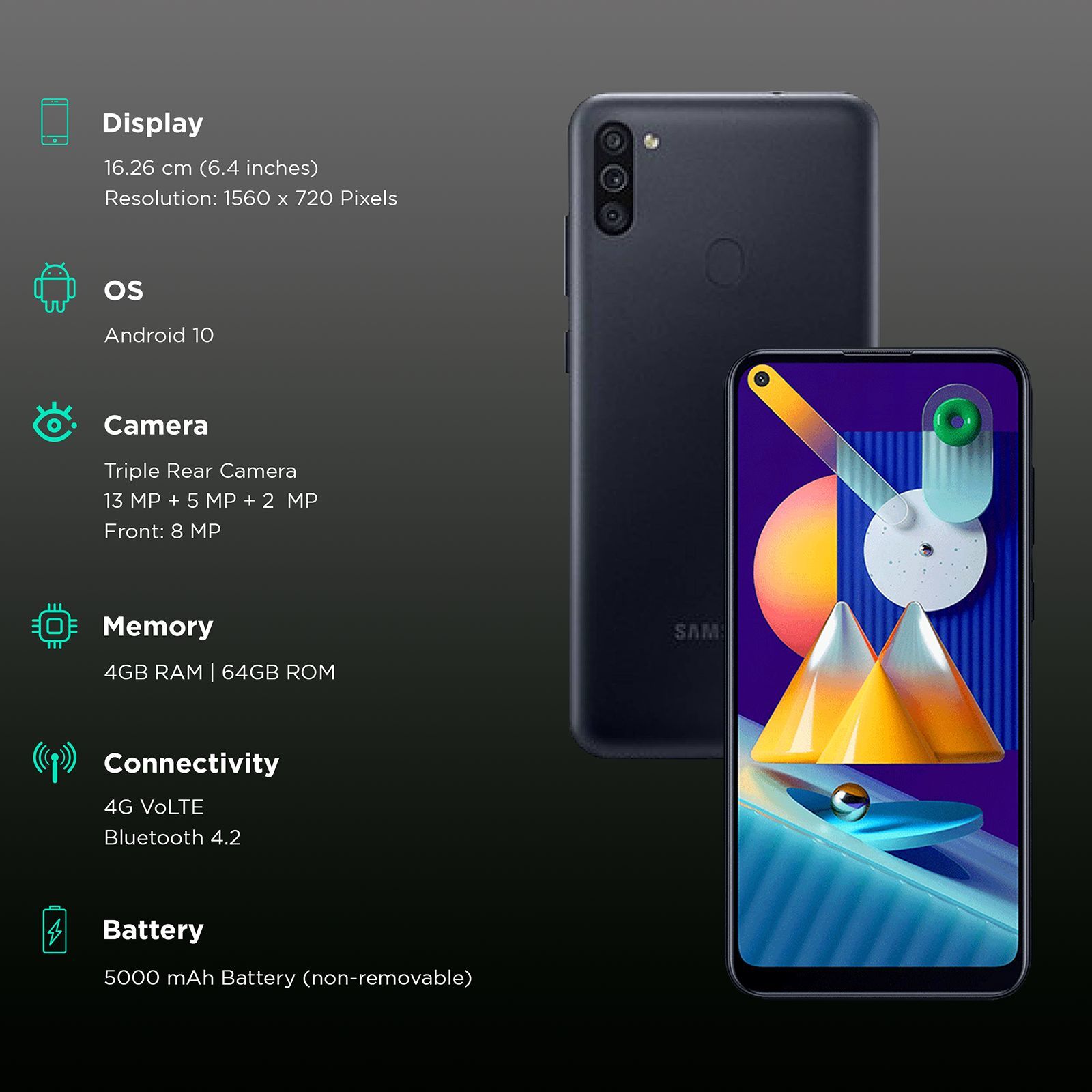 SAMSUNG Galaxy M11 (4GB RAM, 64GB, Black)_3