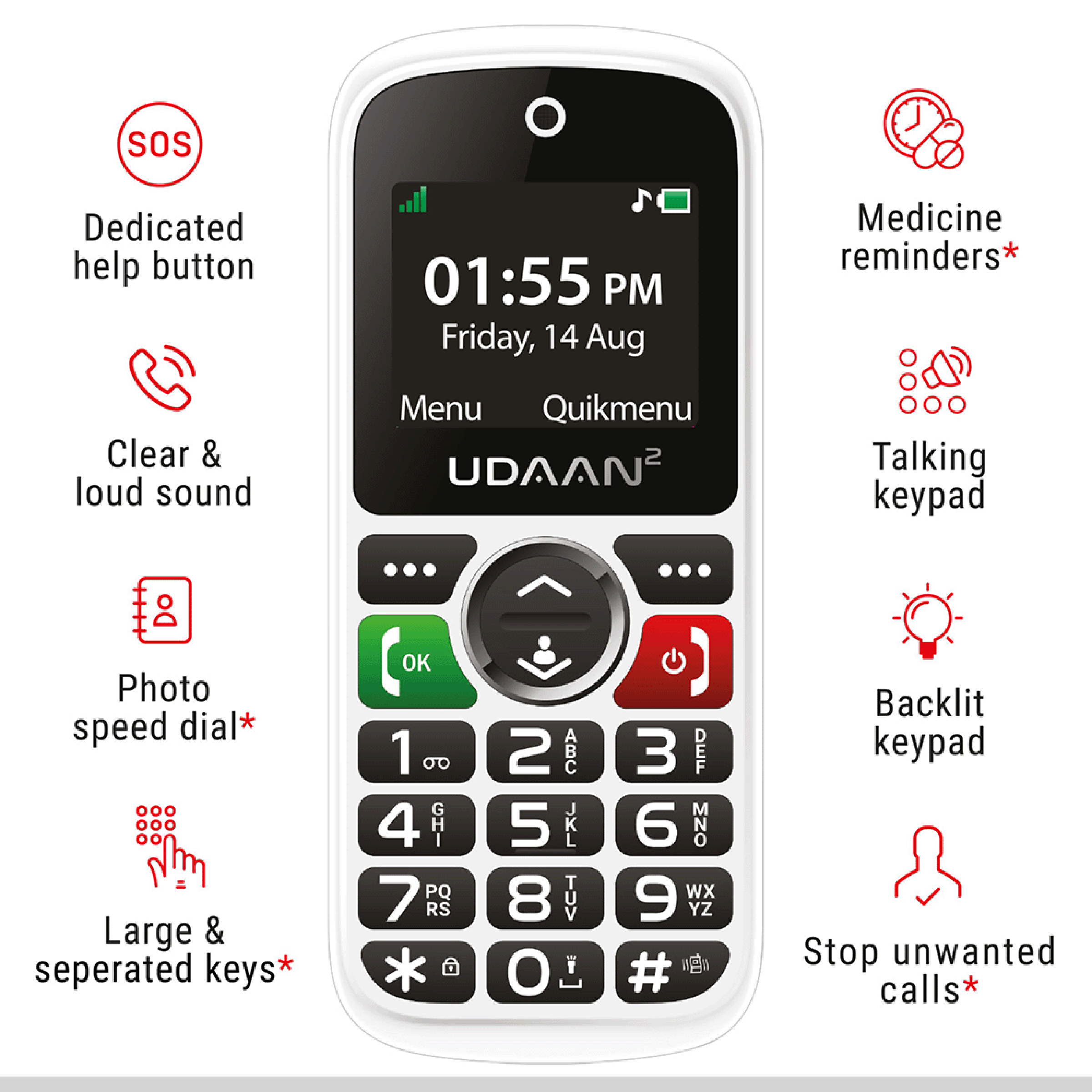 easyfone Udaan 2 (32MB, Dual SIM, Rear Camera, White)_6