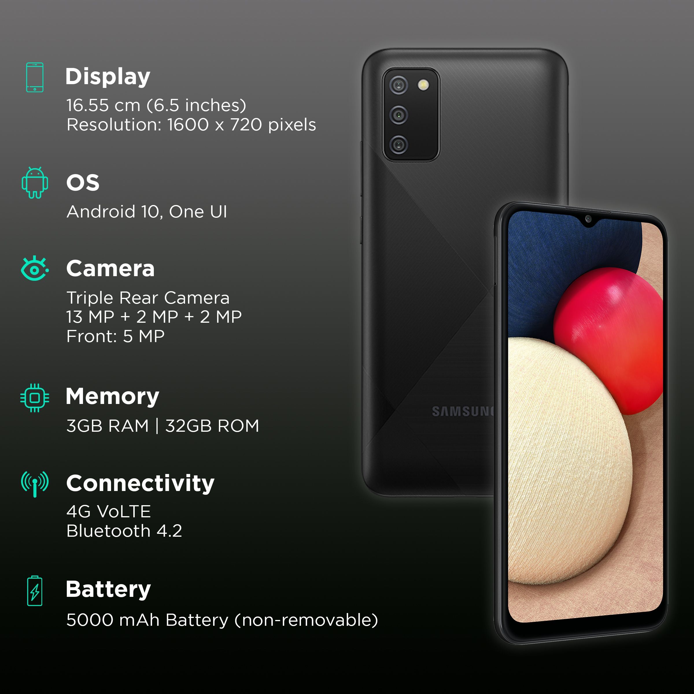 SAMSUNG Galaxy M02s (3GB RAM, 32GB, Black)_3