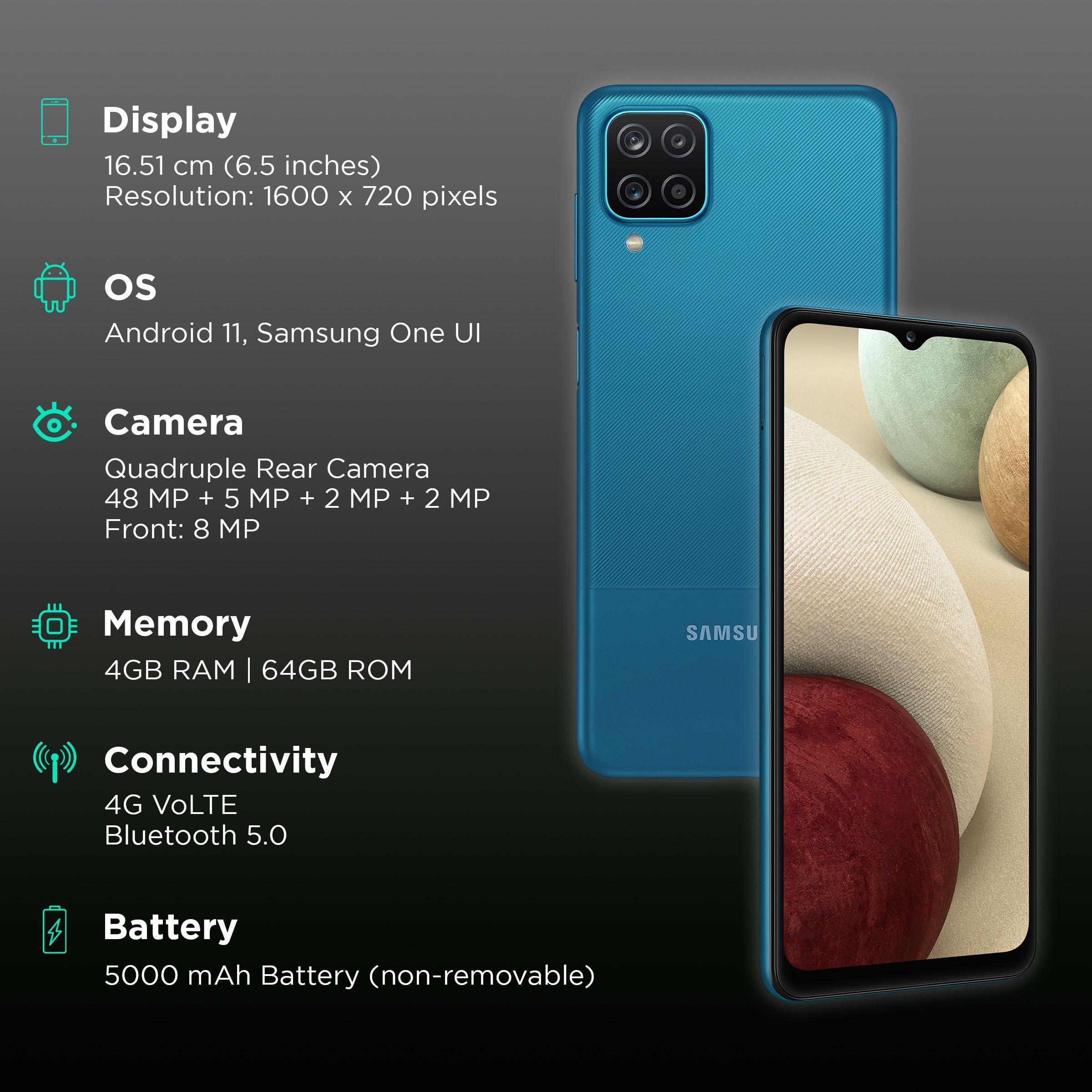 SAMSUNG Galaxy A12 (4GB RAM, 64GB, Blue) SAMSUNG Galaxy A12 (4GB RAM, 64GB, Blue)_3