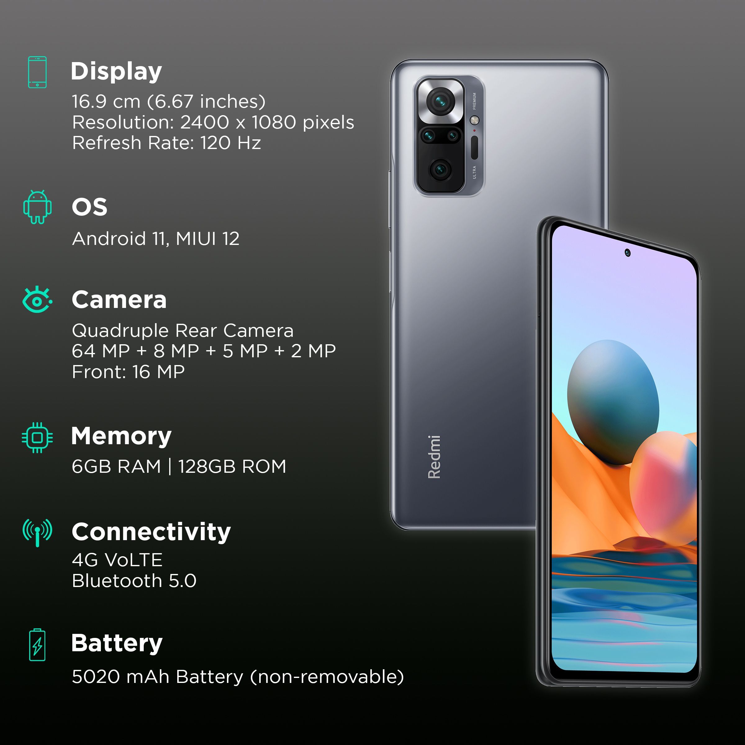 Redmi Note 10 Pro (6GB RAM, 128GB, Dark Night) Redmi Note 10 Pro (6GB RAM, 128GB, Dark Night)_2