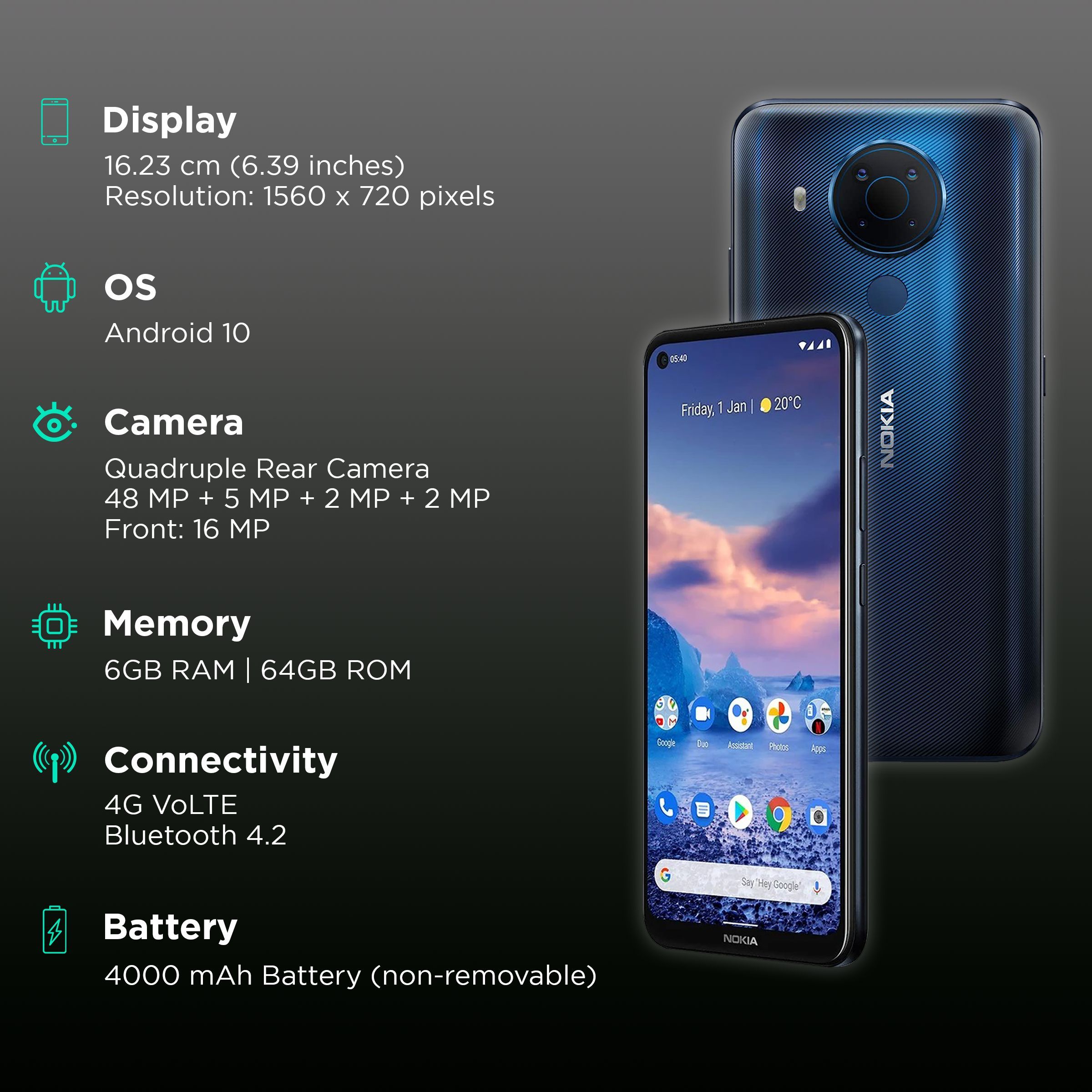 NOKIA 5.4 (6GB RAM, 64GB, Polar Night)_3