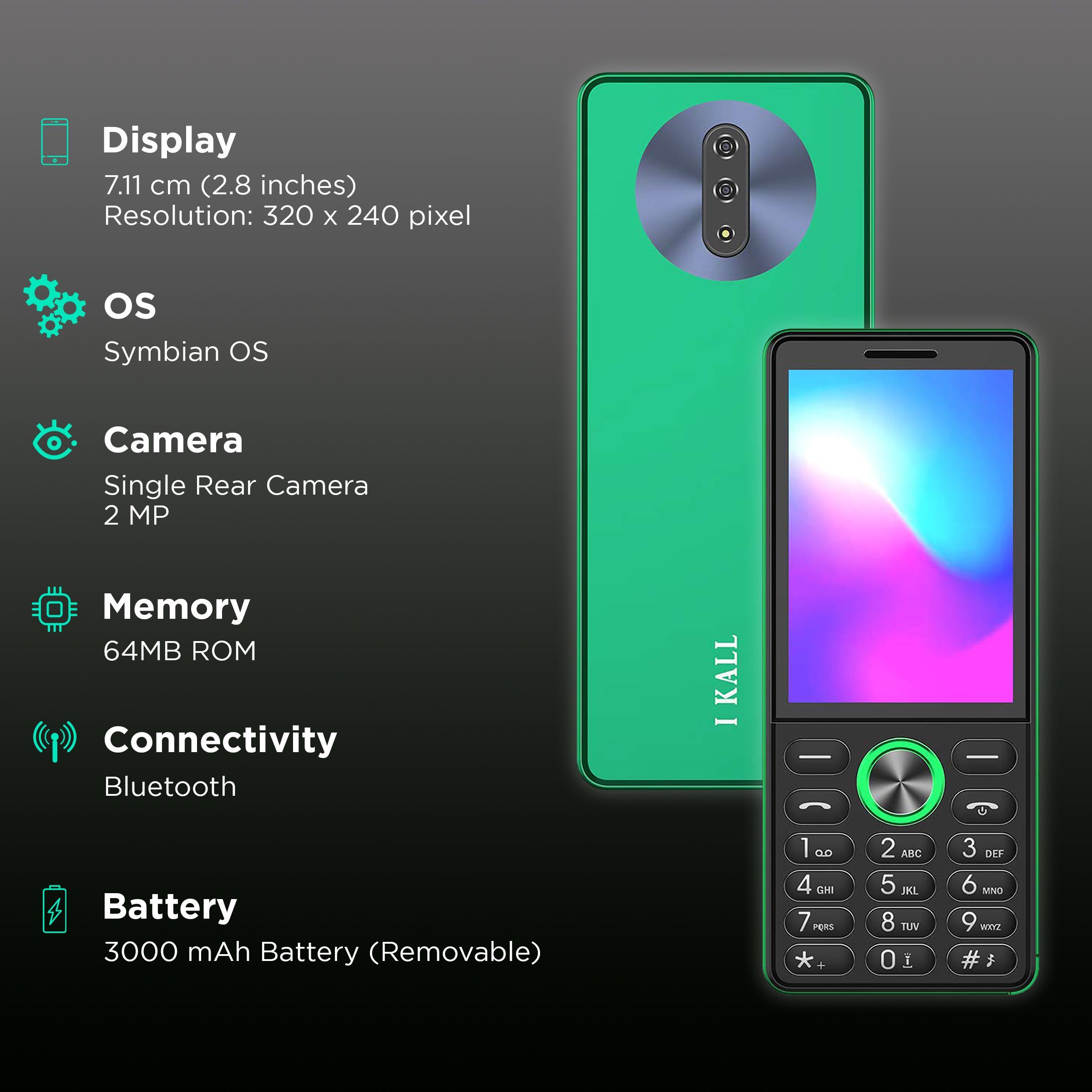 I KALL K6300 (64MB, Dual SIM, Rear Camera, Green)_3