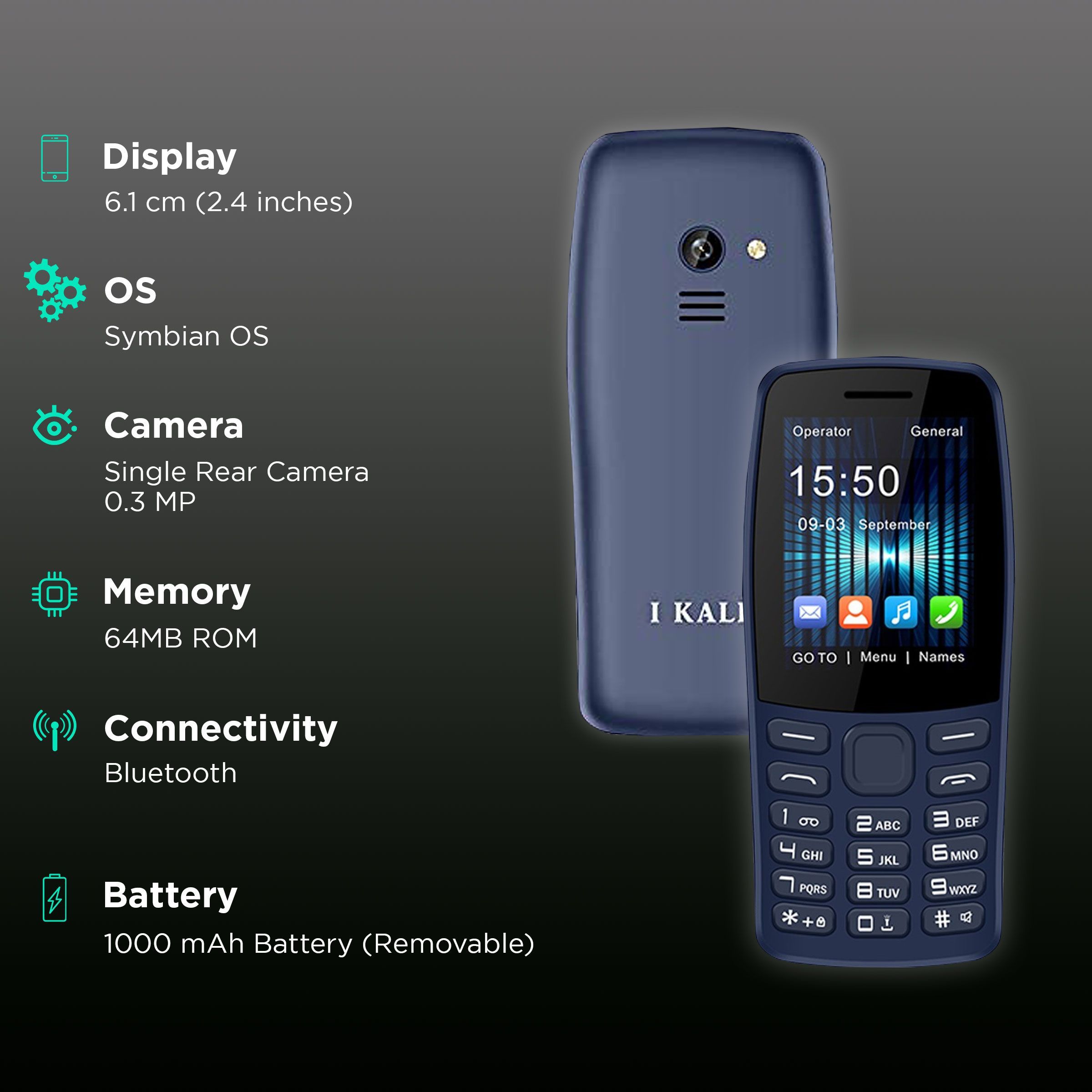 I KALL K30 (64MB, Dual SIM, Rear Camera, Blue)_3