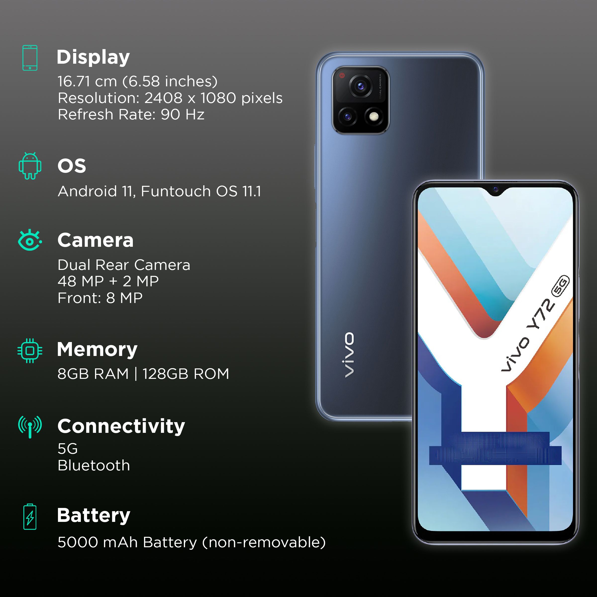 vivo Y72 5G (8GB RAM, 128GB, Slate Grey)_3
