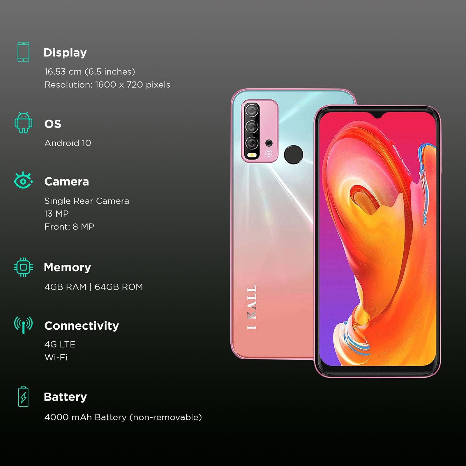 I KALL Z10 (4GB RAM, 64GB, Pink)_3