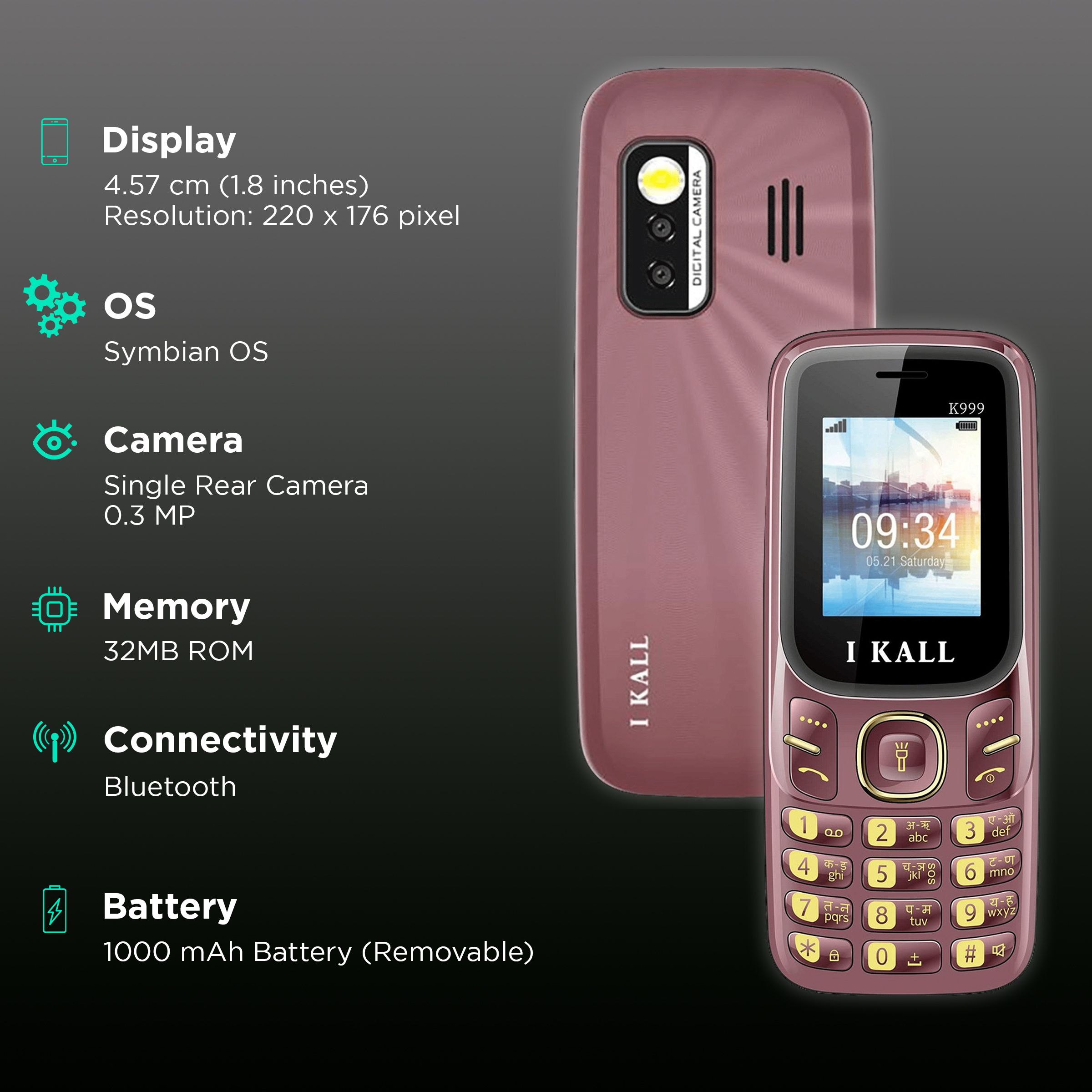 I KALL K999 (32MB, Dual SIM, Rear Camera, Copper)_2