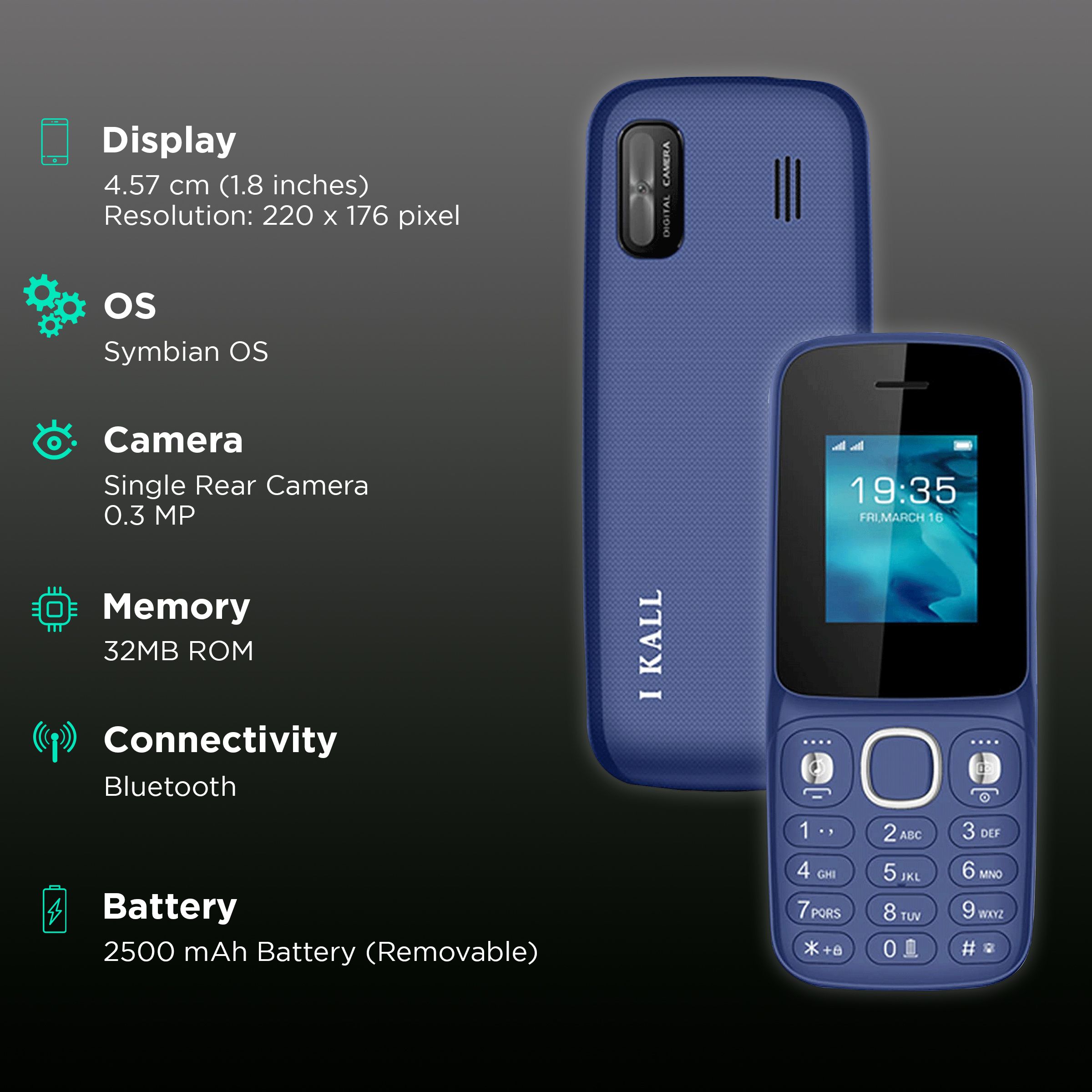 I KALL K11 (32MB, Dual SIM, Rear Camera, Blue)_2