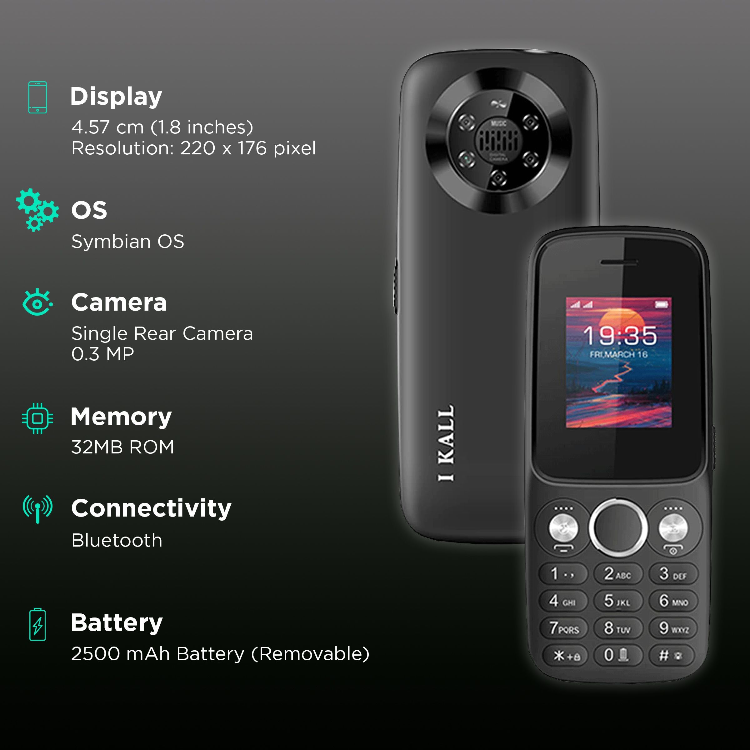 I KALL K20 (32MB, Dual SIM, Rear Camera, Black)_2