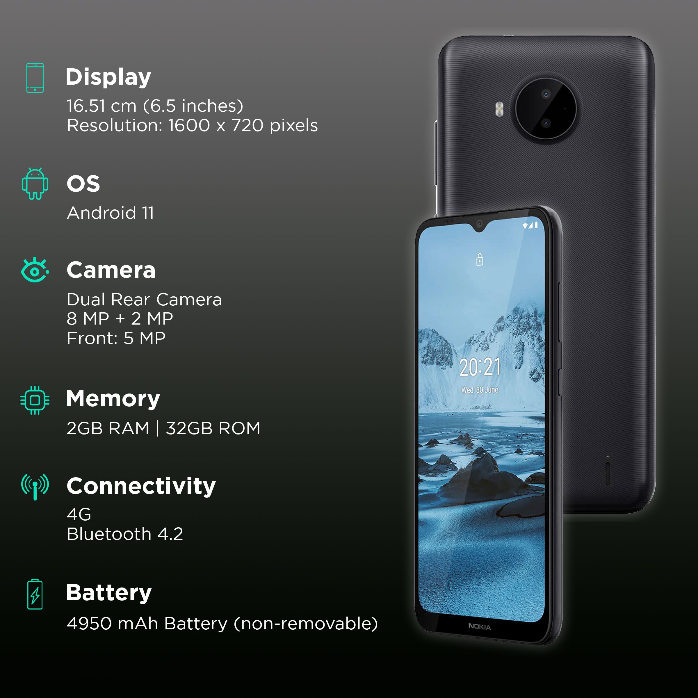 NOKIA C20 Plus (2GB RAM, 32GB, Grey)_2