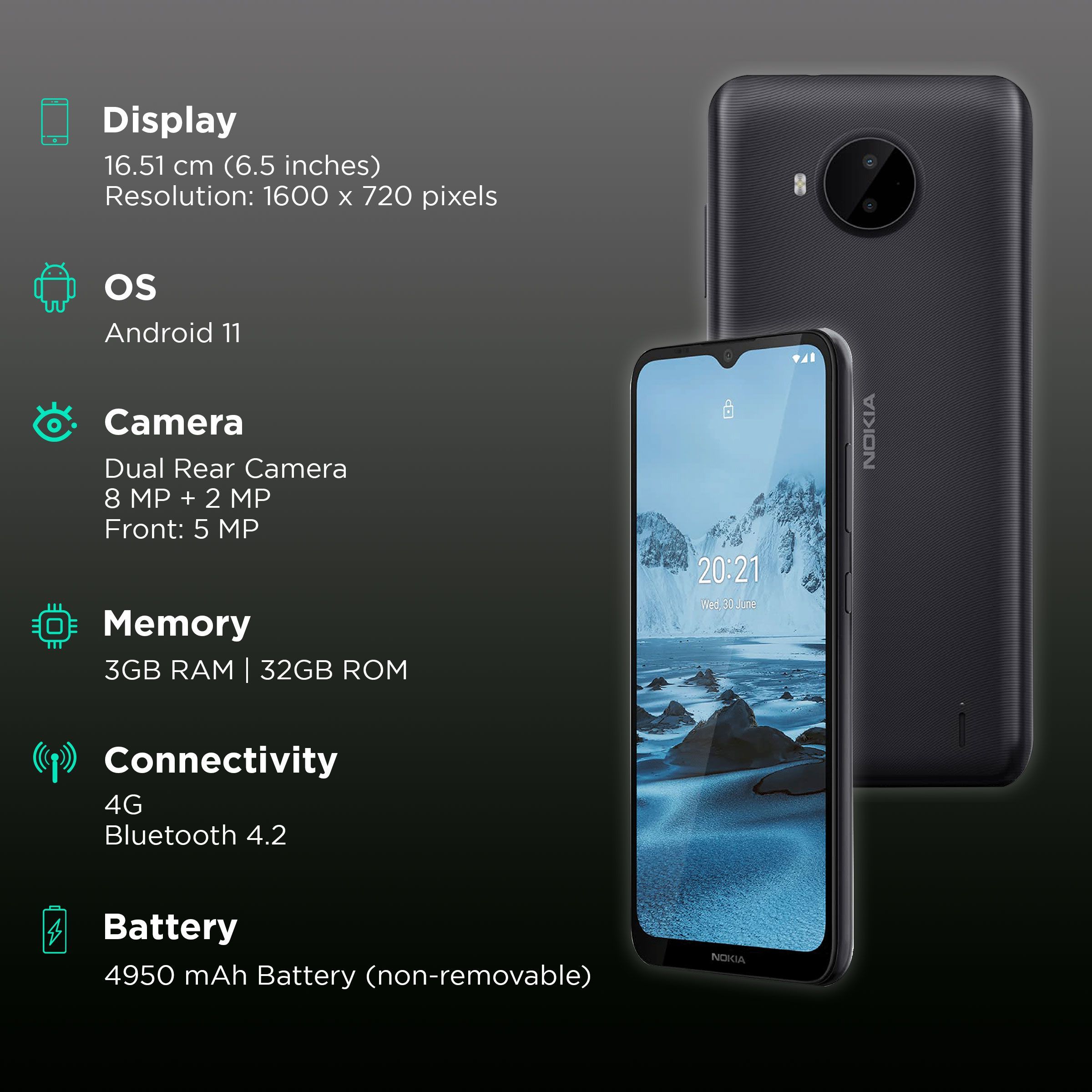 NOKIA C20 Plus (3GB RAM, 32GB, Grey)_2