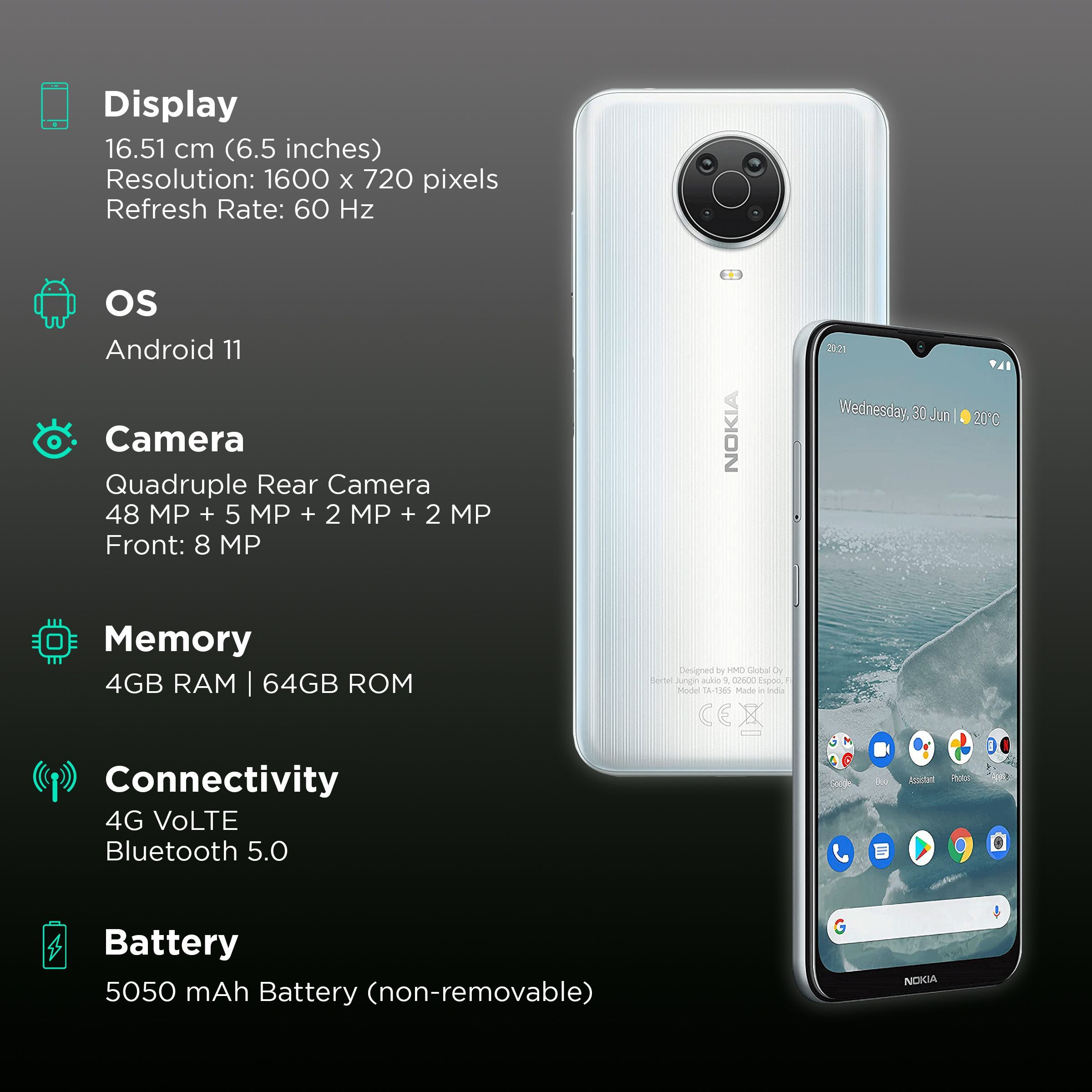 NOKIA G20 (4GB RAM, 64GB, Glacier)_3