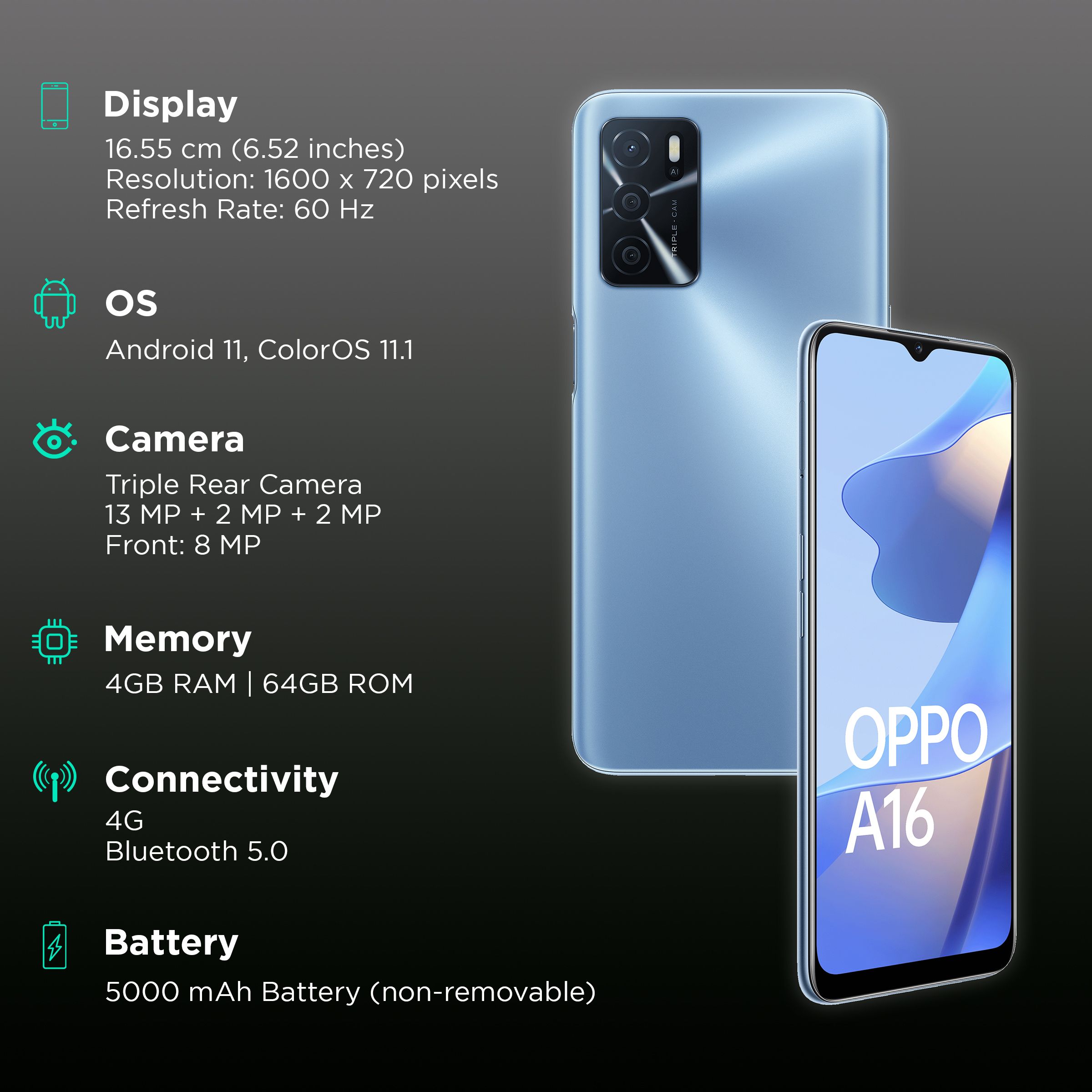oppo A16 (4GB RAM, 64GB, Pearl Blue)_3