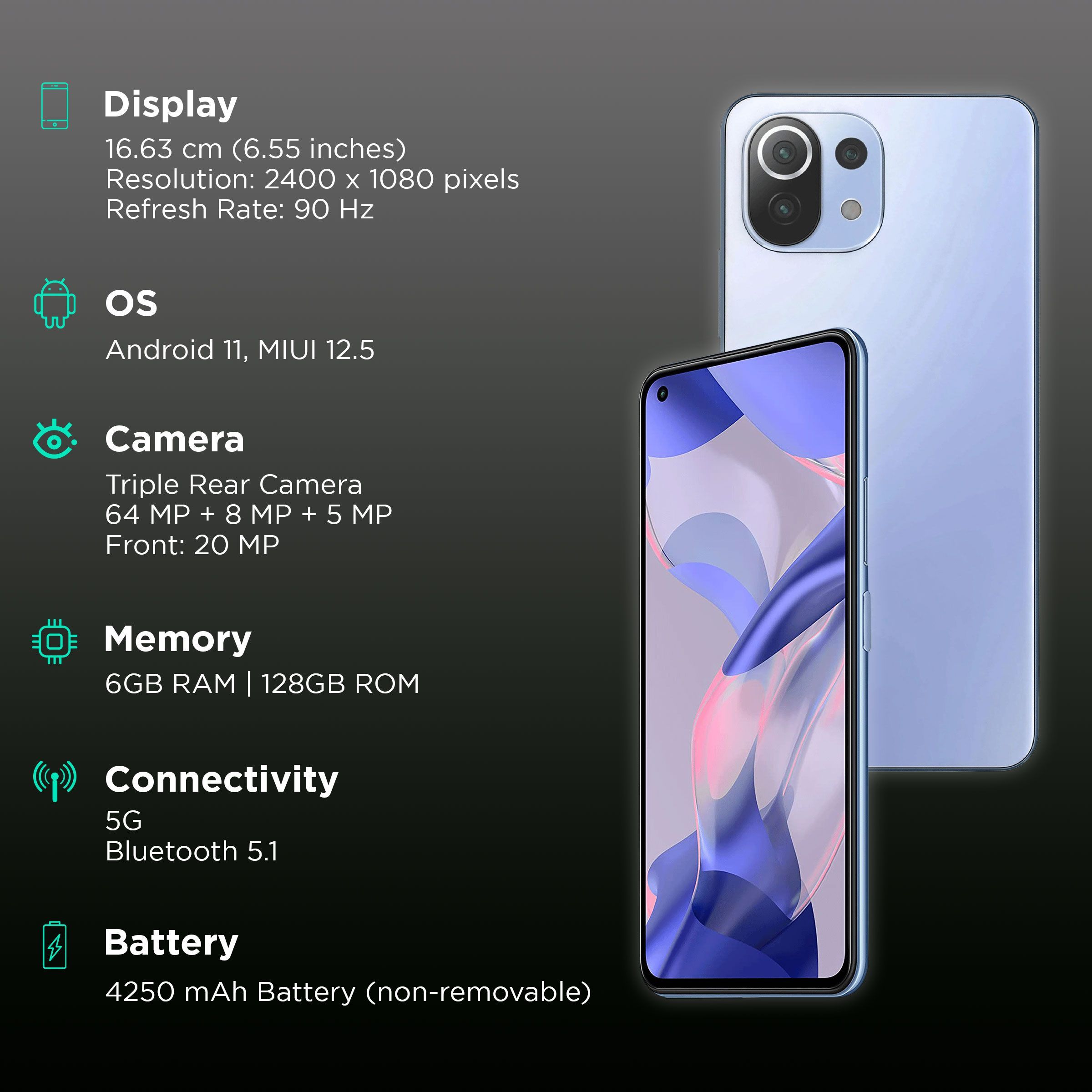 Xiaomi 11 Lite NE 5G (6GB RAM, 128GB, Jazz Blue)_2