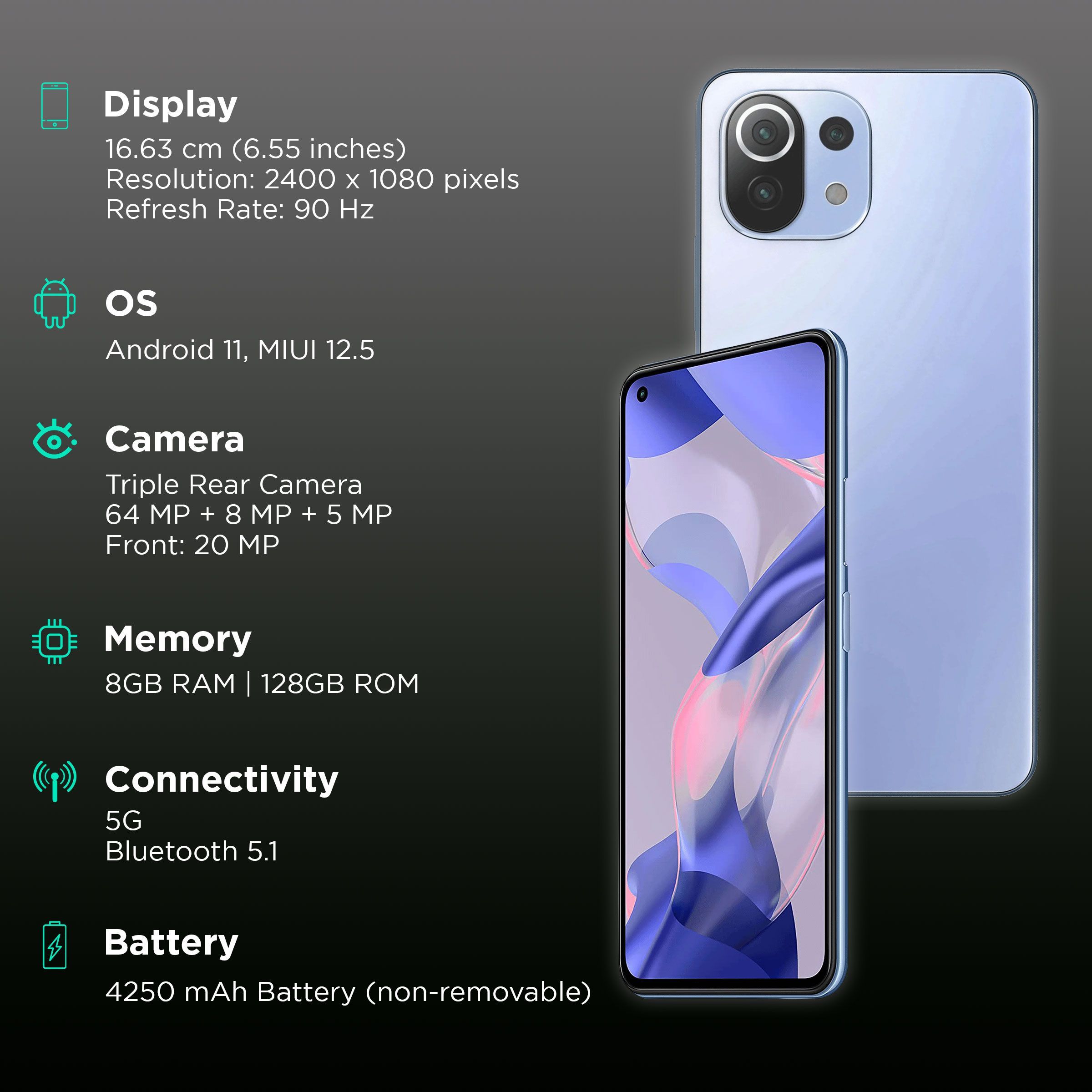 Xiaomi 11 Lite NE 5G (8GB RAM, 128GB, Jazz Blue)_2